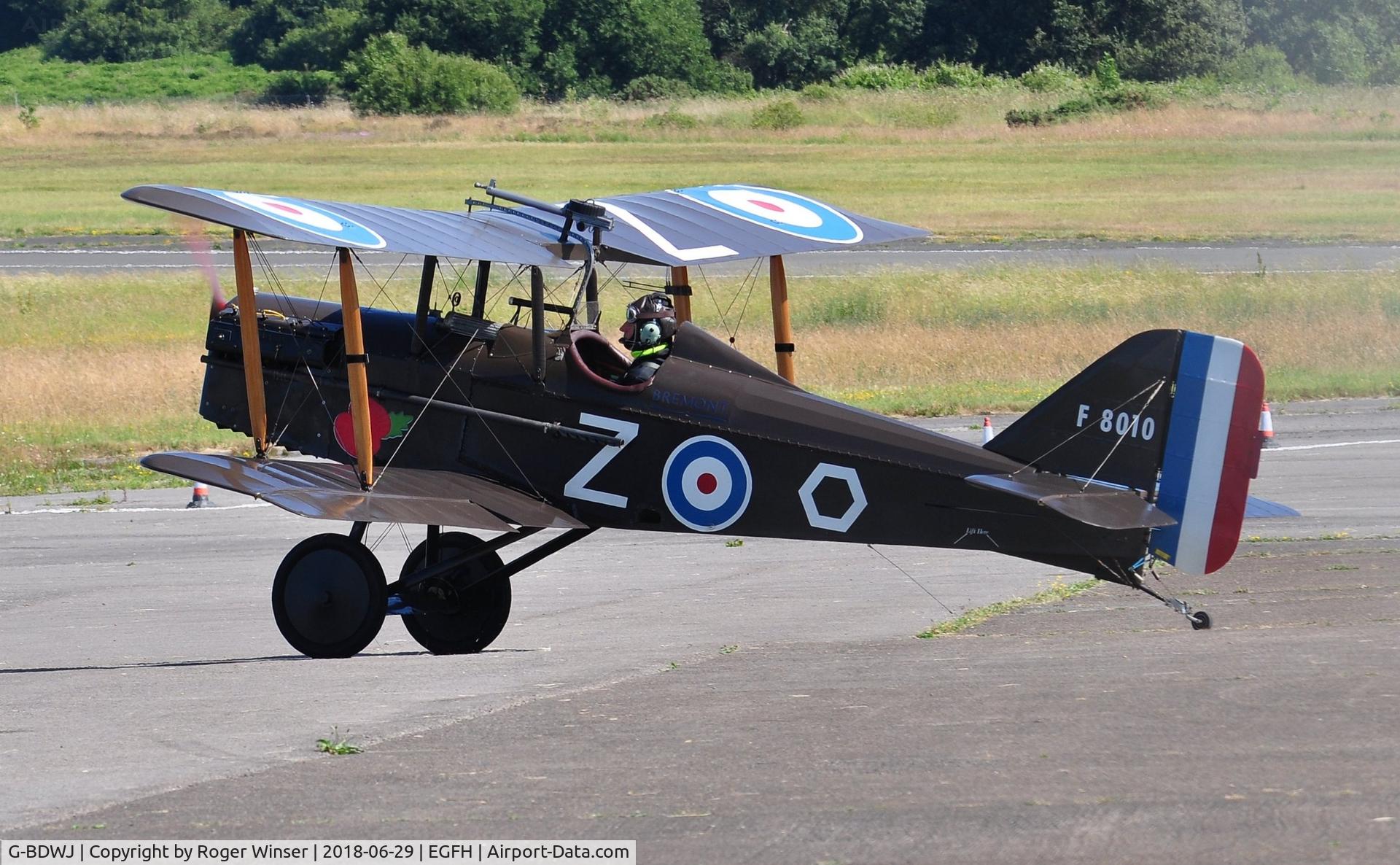 G-BDWJ, 1978 Royal Aircraft Factory SE-5A Replica C/N PFA 020-10034, Visiting SE-5A replica aircraft marked F8010/Z displayed by the Bremont Great War Team.