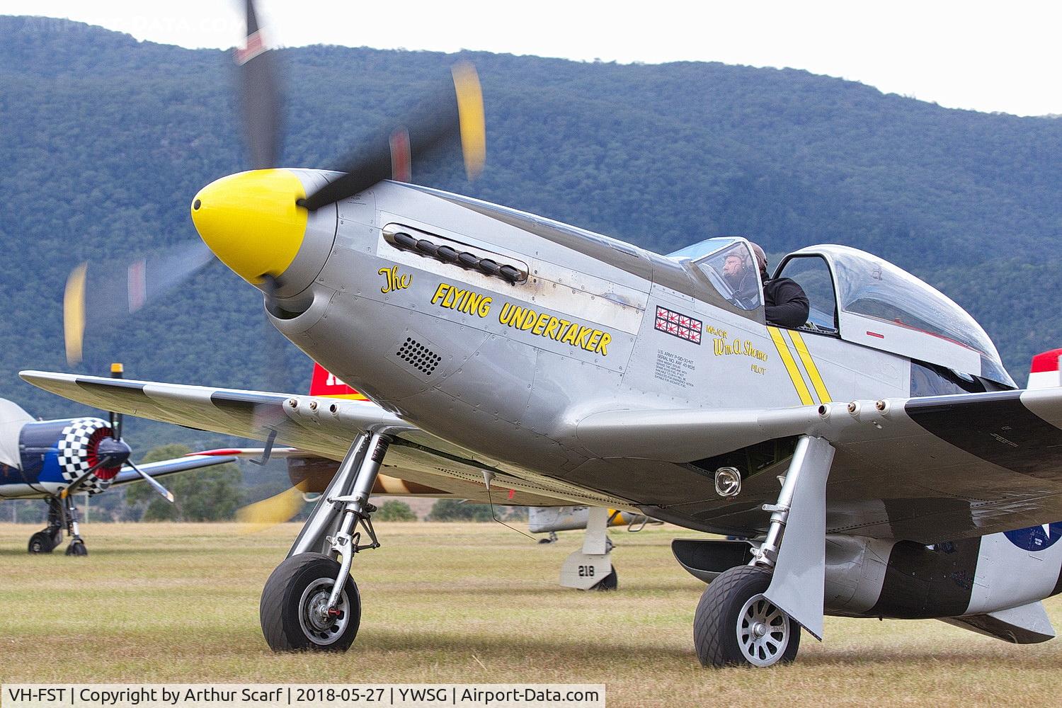 VH-FST, 1945 North American P-51D Mustang C/N 124-48279, Red Thunder - Watts Bridge 2018