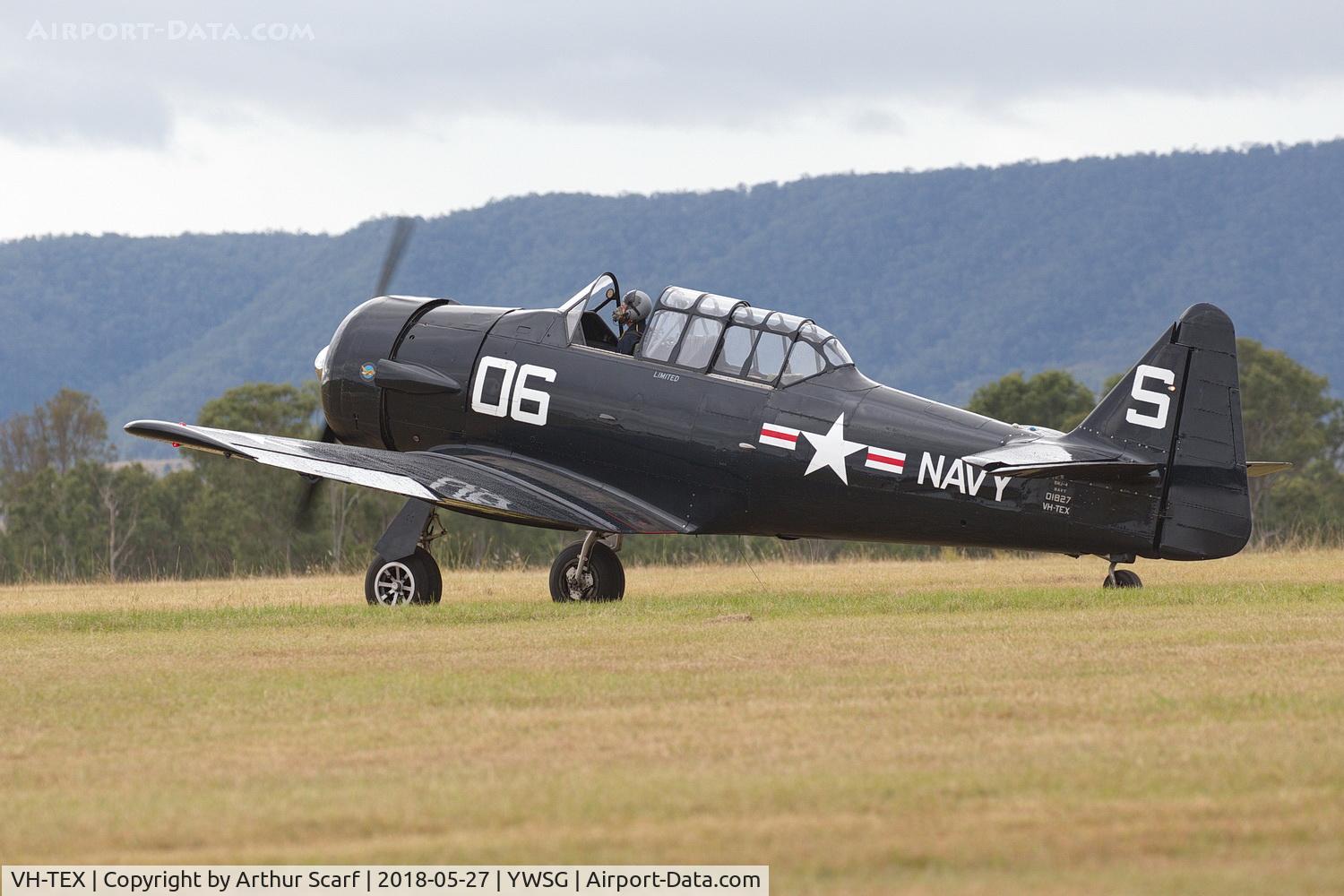 VH-TEX, 1943 North American AT-6C C/N 88-9263, Red Thunder - Watts Bridge 2018