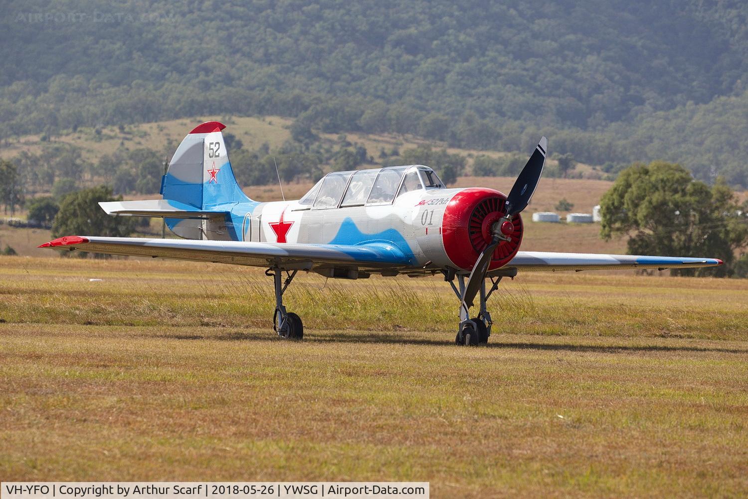 VH-YFO, 1989 Yakovlev Yak-52 C/N 899715, Red Thunder - Watts Bridge 2018