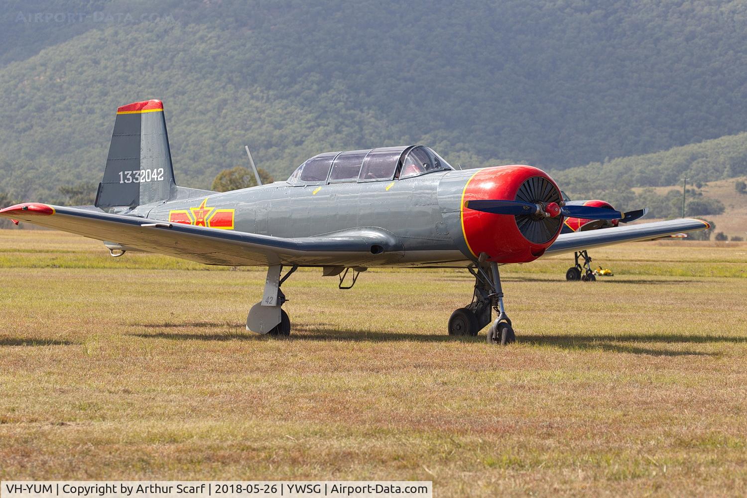 VH-YUM, 1966 Nanchang CJ-6A C/N 1332042, Red Thunder - Watts Bridge 2018