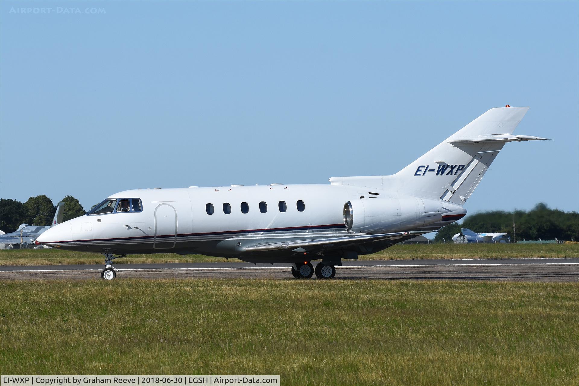 EI-WXP, 1998 Raytheon Hawker 800XP C/N 258382, Departing from Norwich.