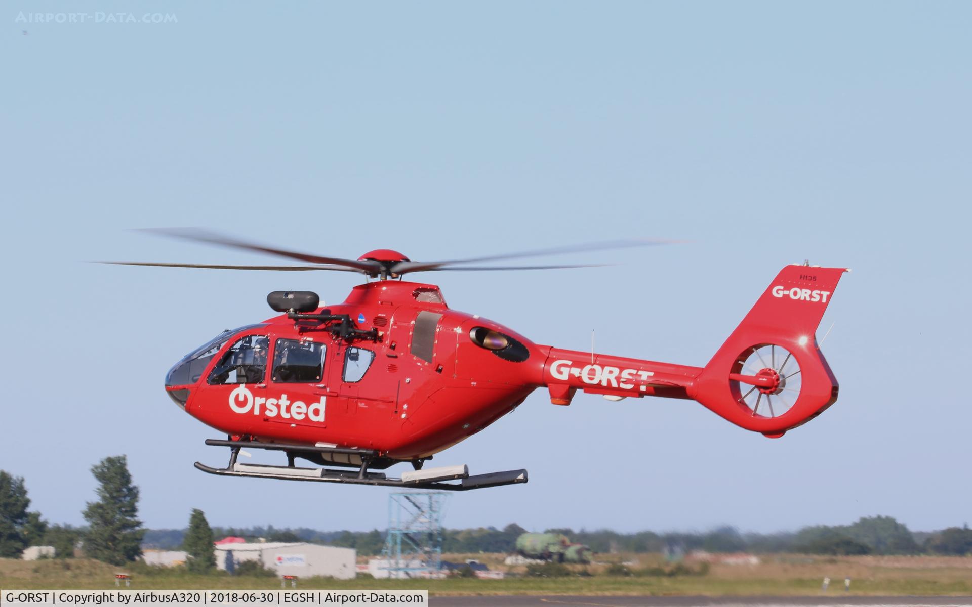 G-ORST, 2017 Airbus Helicopters EC-135T-3 C/N 1269, departing on rwy 09