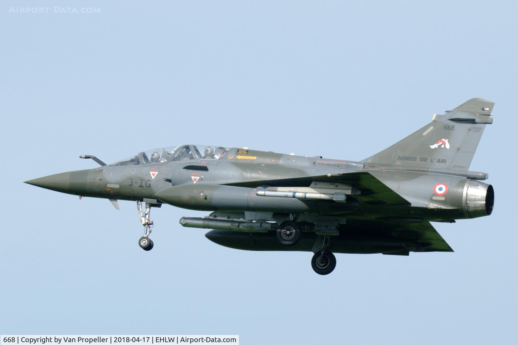 668, Dassault Mirage 2000D C/N 542, Armée de l' Air Dassault Mirage 2000D landing at Leeuwarden Air Base, the Netherlands. Frisian Flag 2018