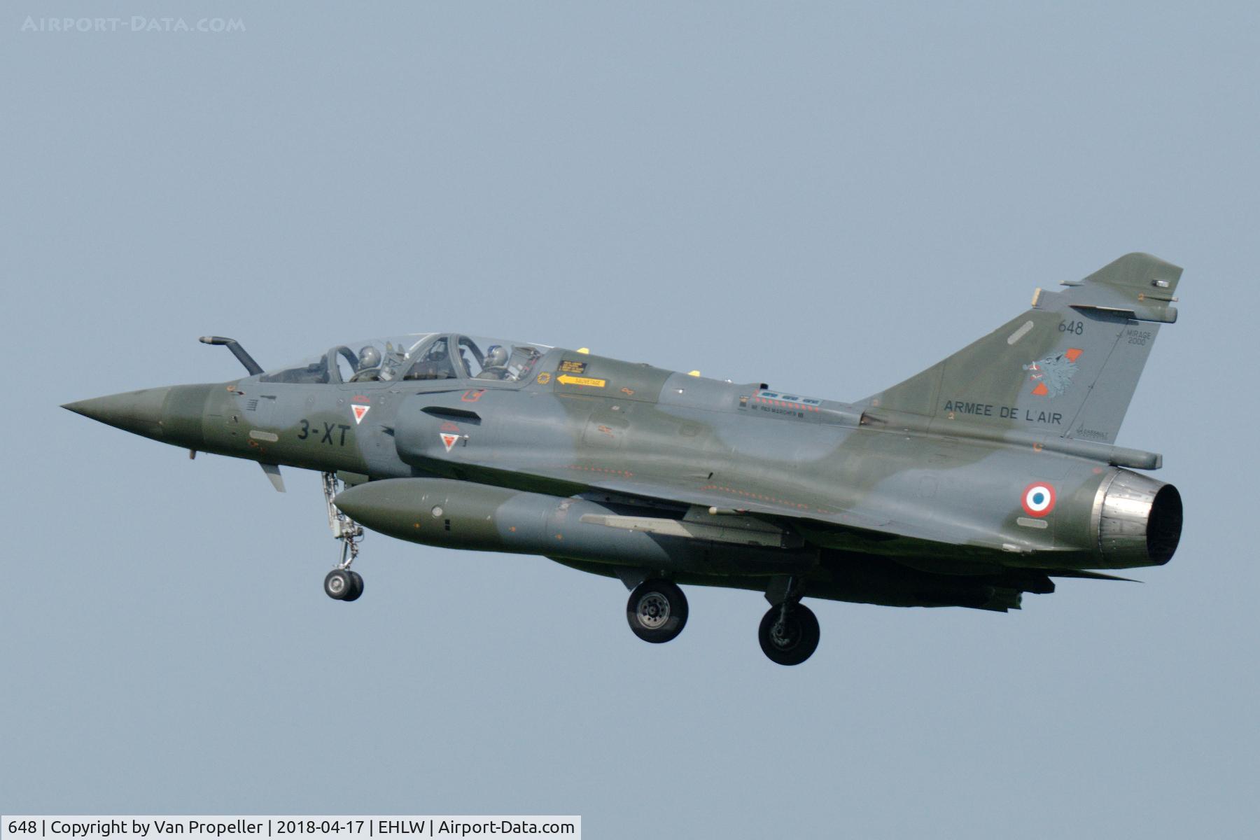 648, Dassault Mirage 2000D C/N 464, Armée de l' Air Dassault Mirage 2000D landing at Leeuwarden Air Base, the Netherlands. Frisian Flag 2018.