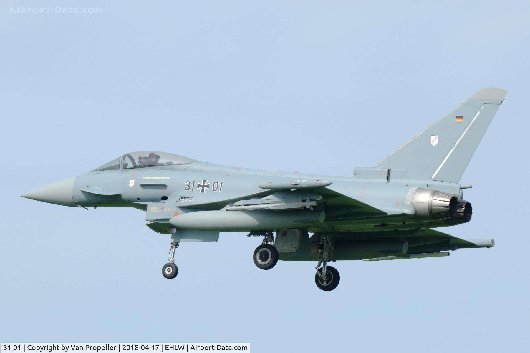 31 01, Eurofighter EF-2000 Typhoon S C/N GS078, Luftwaffe Typhoon landing at Leeuwarden Air Base. Frisian Flag 2018