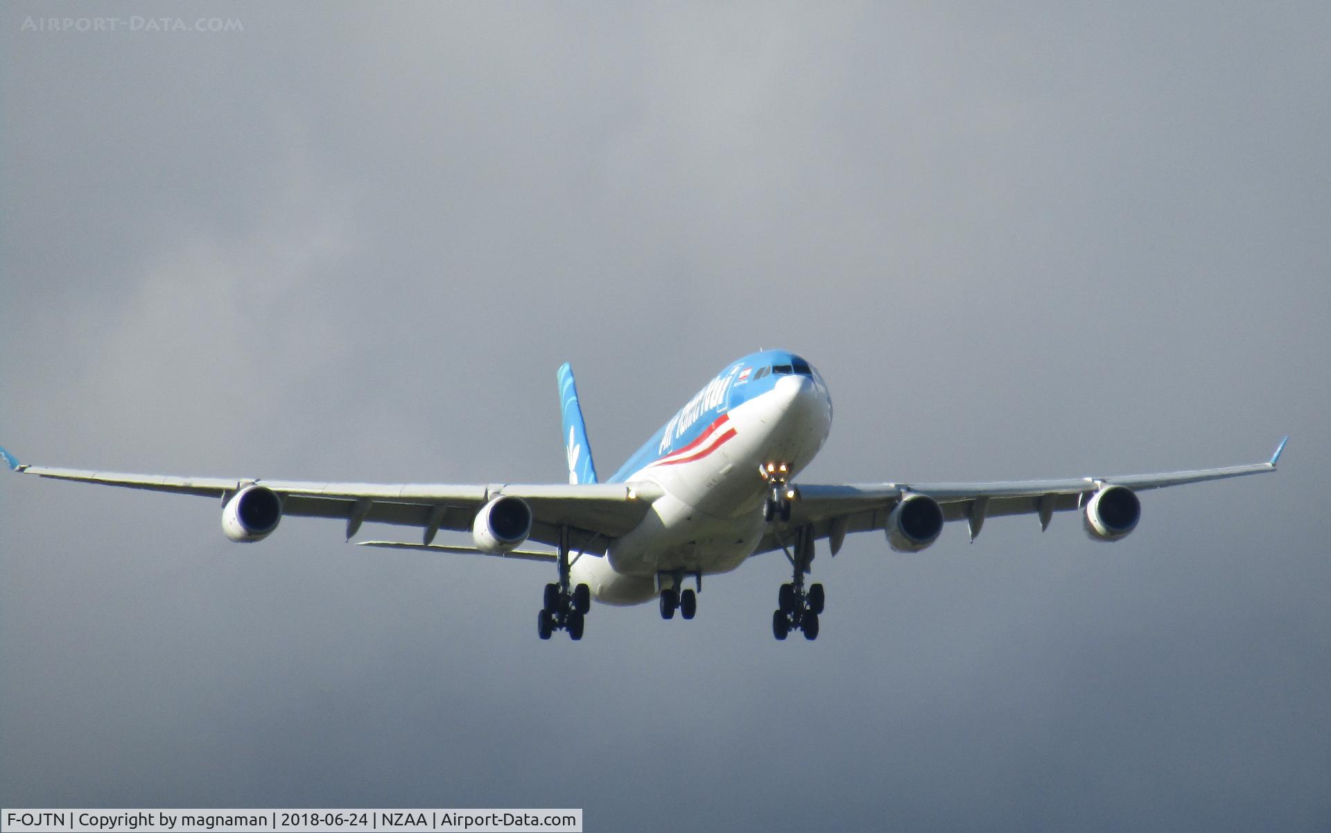 F-OJTN, 2001 Airbus A340-313 C/N 395, finals for AKL