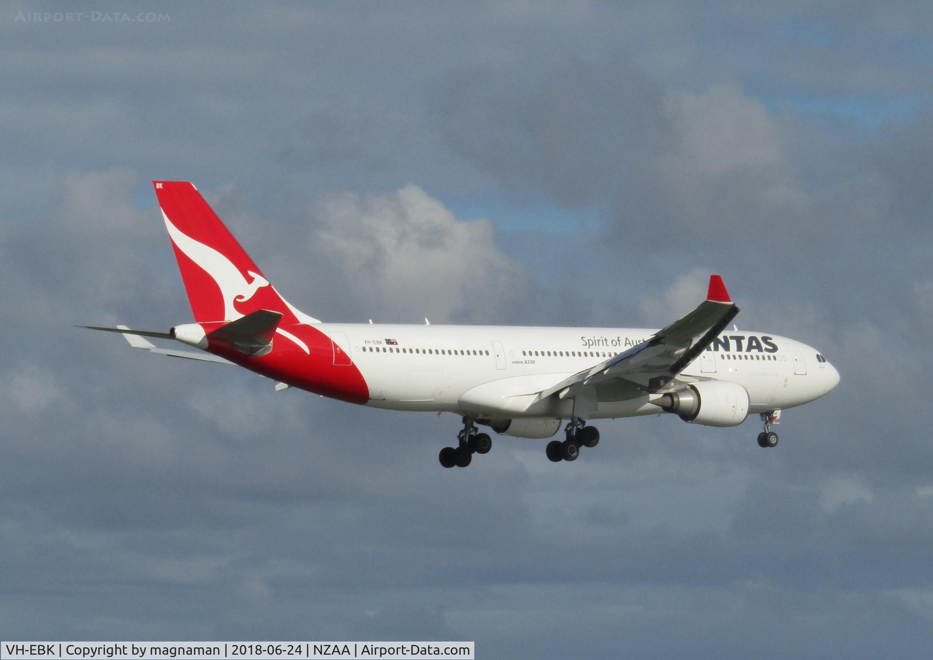 VH-EBK, 2008 Airbus A330-202 C/N 945, over threshold