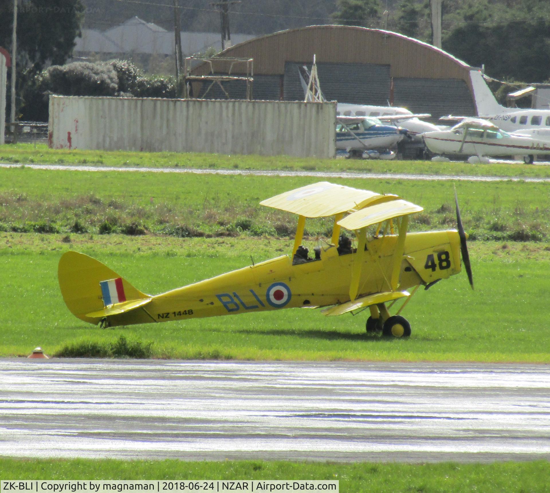 ZK-BLI, De Havilland New Zealand DH-82A Tiger Moth C/N DHNZ128, just landed at ardmore