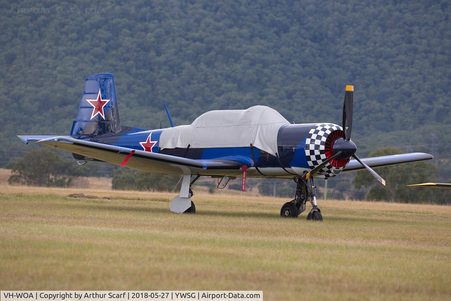 VH-WOA, 1977 Nanchang CJ-6A C/N 3351208, Red Thunder - Watts Bridge 2018