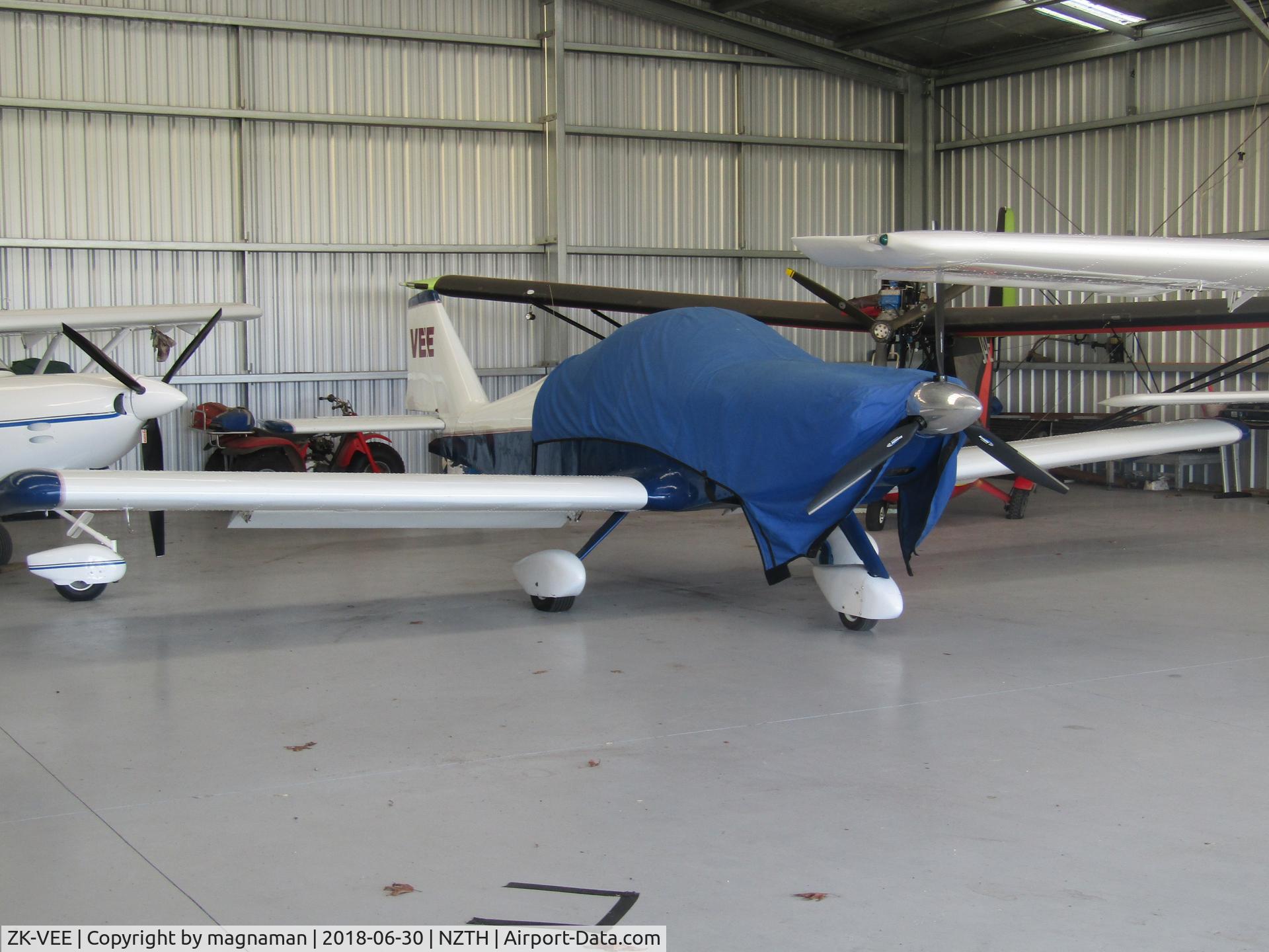 ZK-VEE, SG Aviation Storm 300 C/N NZ004, in club hangar at Thames