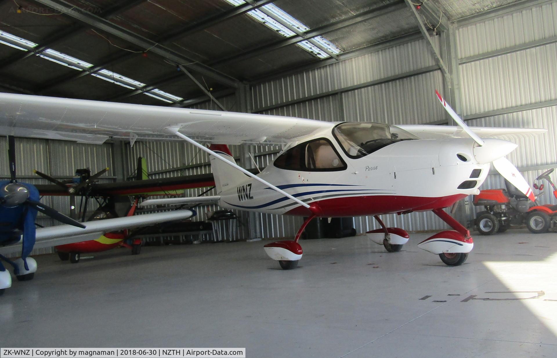 ZK-WNZ, Tecnam P-2008 C/N 071, in hangar at Thames