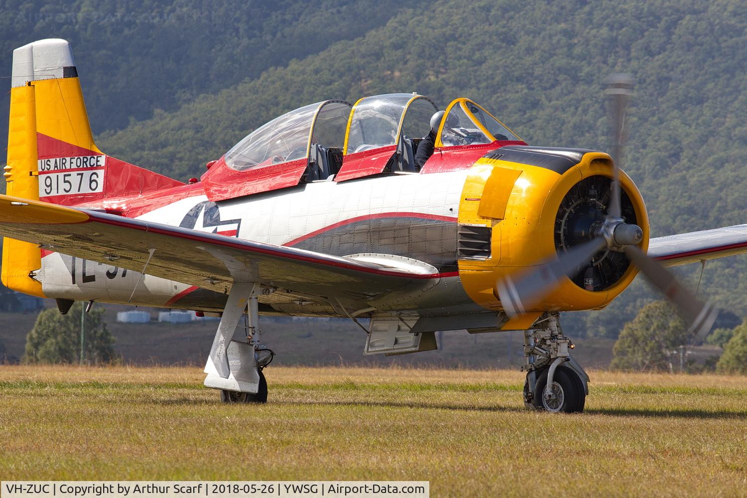 VH-ZUC, 1951 North American T-28D Trojan C/N 174-430, Red Thunder - Watts Bridge 2018