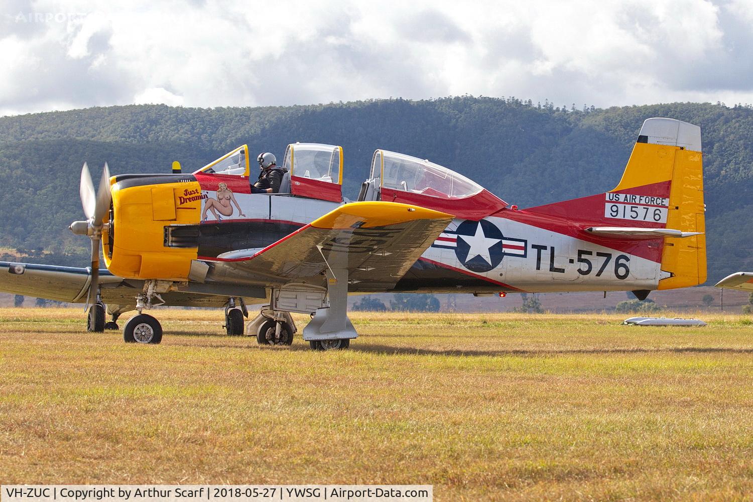 VH-ZUC, 1951 North American T-28D Trojan C/N 174-430, Red Thunder - Watts Bridge 2018