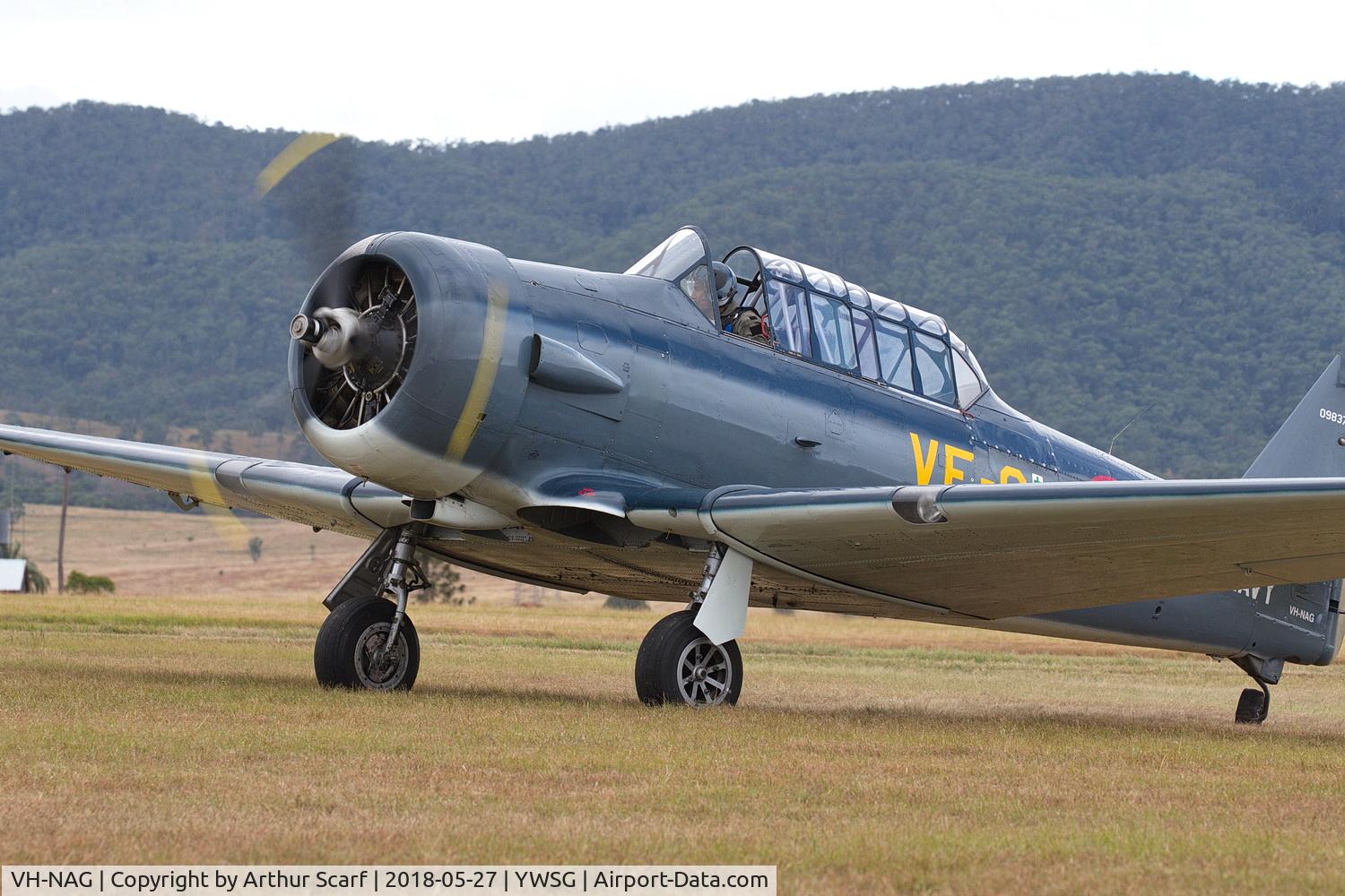 VH-NAG, 1942 North American SNJ-4 Texan C/N 88-09837, Red Thunder - Watts Bridge 2018