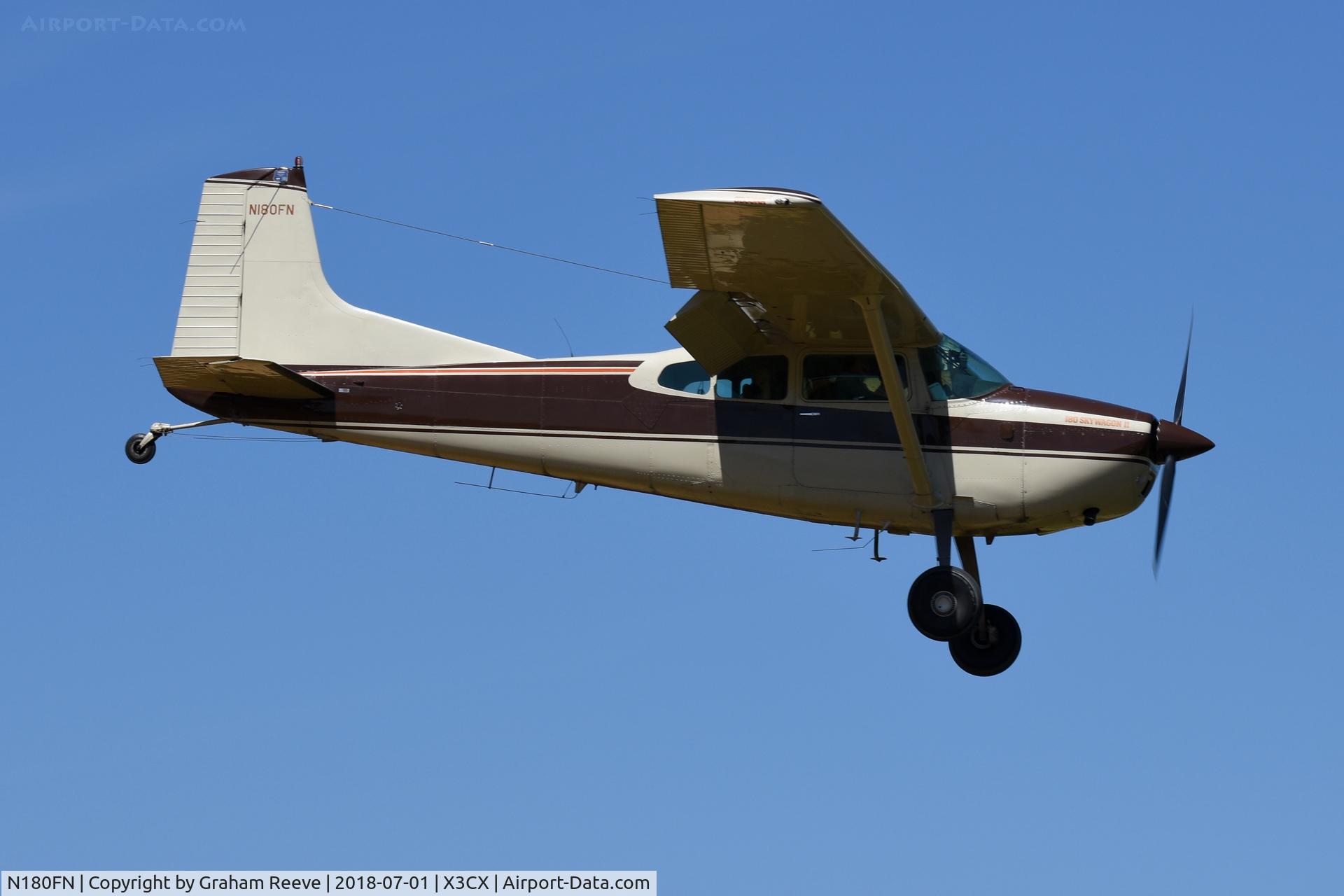 N180FN, 1981 Cessna 180 C/N 18053201, Landing at Northrepps.