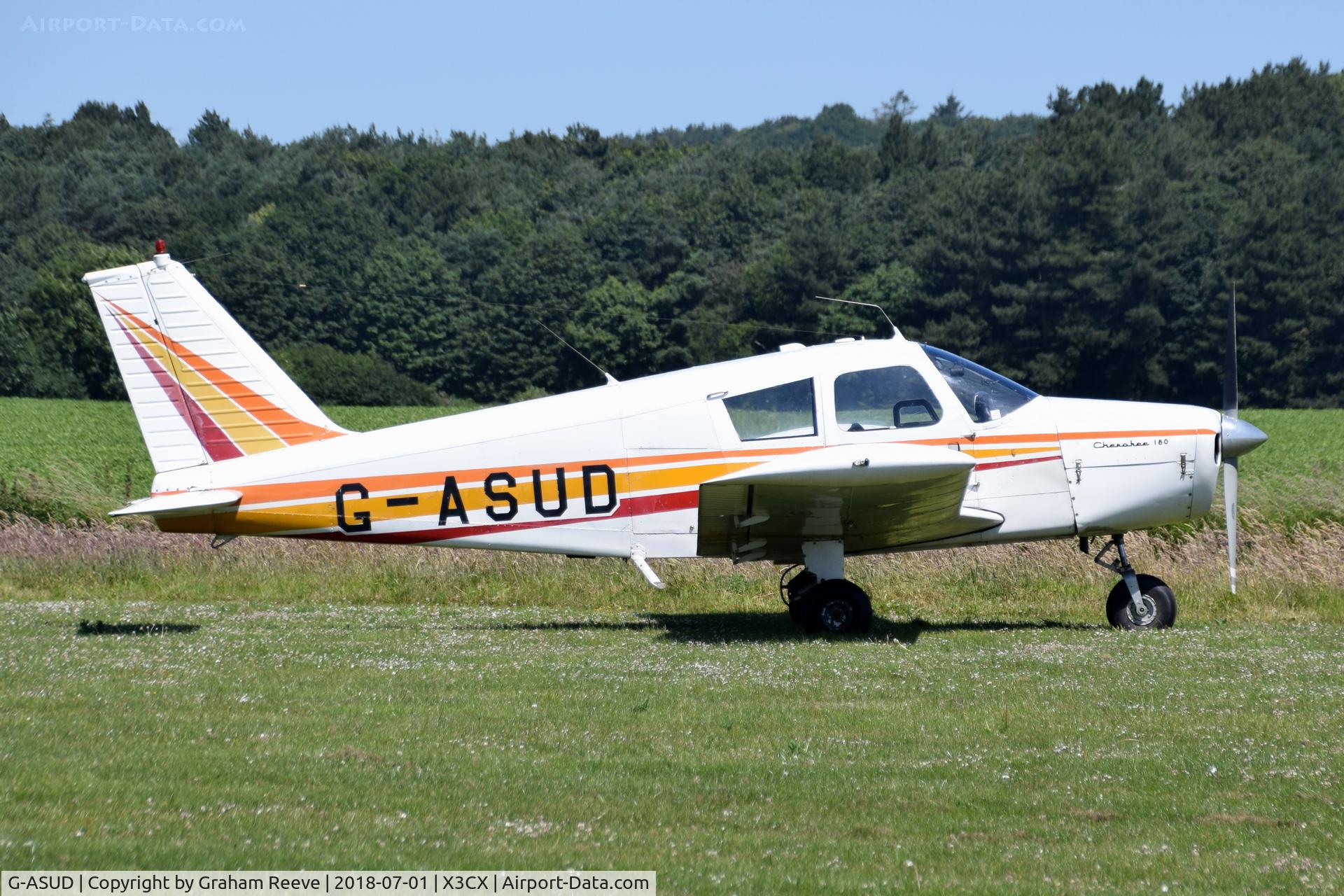 G-ASUD, 1964 Piper PA-28-180 Cherokee C/N 28-1654, Just landed at Northrepps.