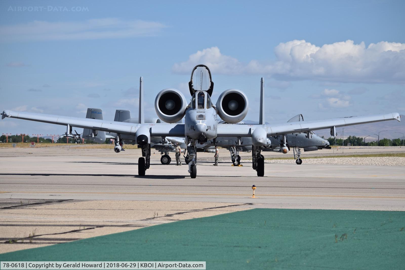 78-0618, 1978 Fairchild Republic A-10C Thunderbolt II C/N A10-0238, Taxiing from the de arm pad.  190th Fighter Sq., 124th Fighter Wing, Idaho ANG.