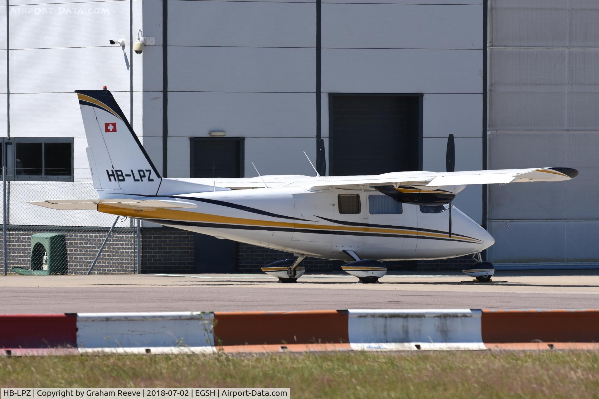 HB-LPZ, 1975 Partenavia P-68B C/N 44, Parked at Norwich.