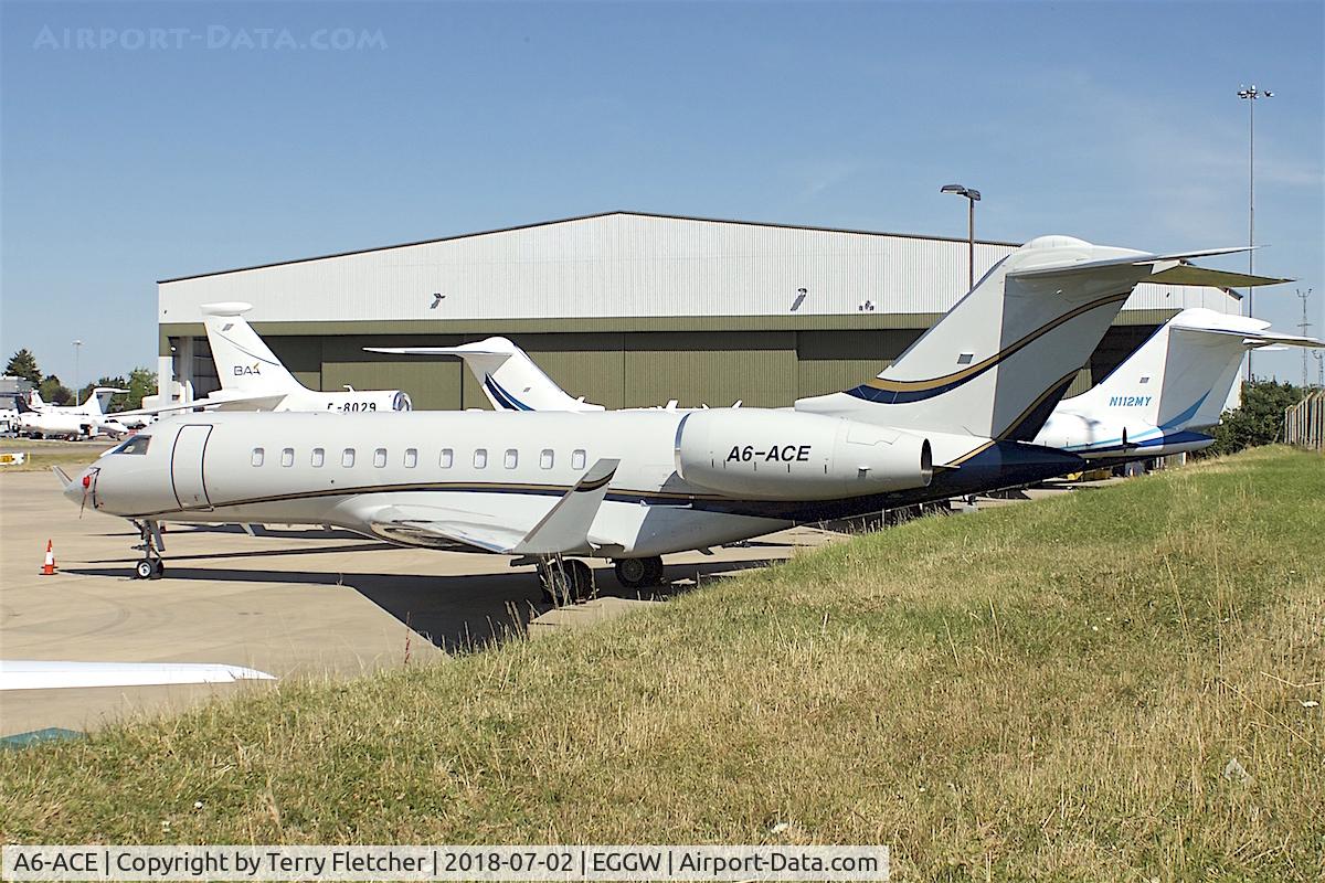 A6-ACE, 2010 Bombardier BD-700-1A10 Global Express C/N 9359, At London Luton