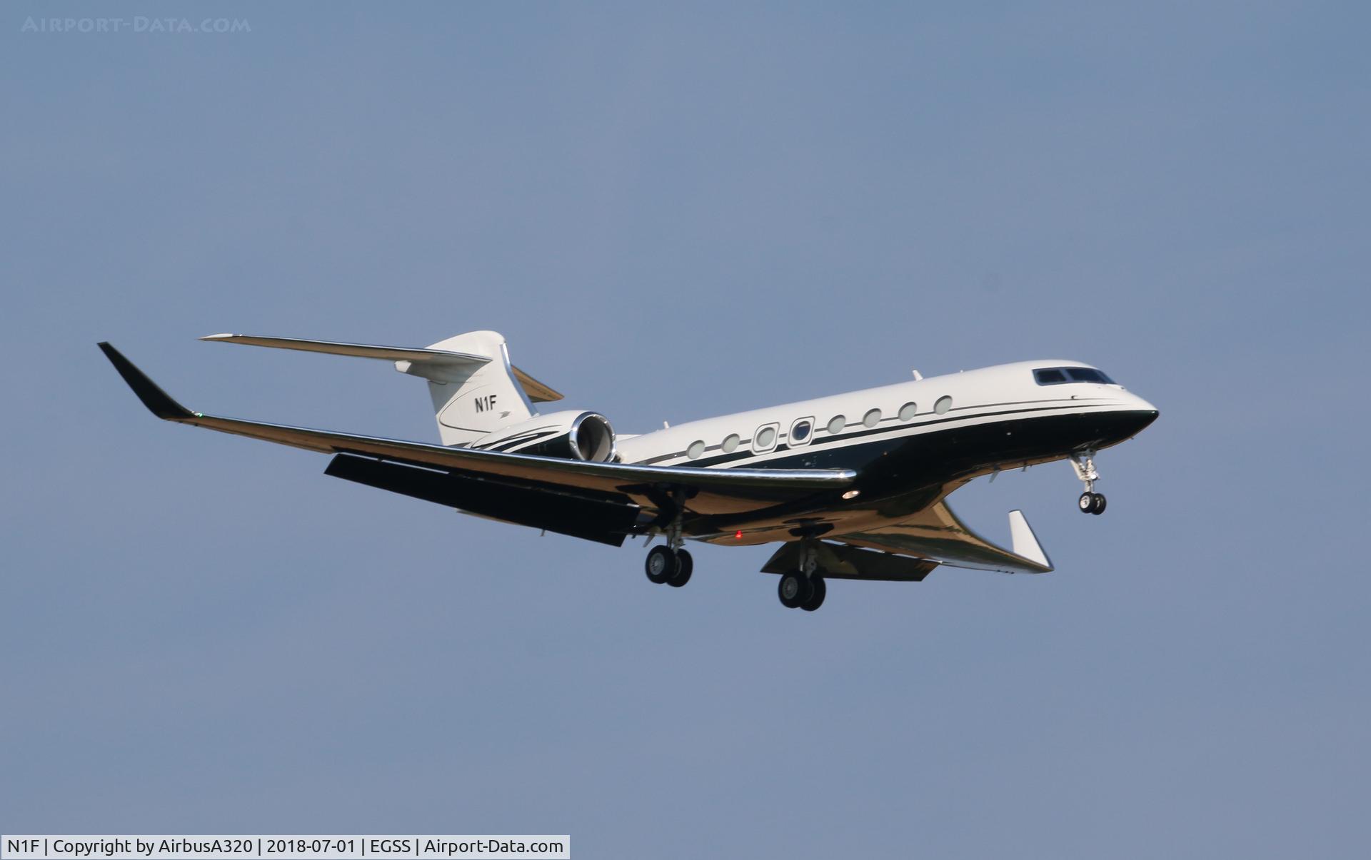 N1F, 2014 Gulfstream Aerospace G650 (G-VI) C/N 6076, Arriving at Stansted