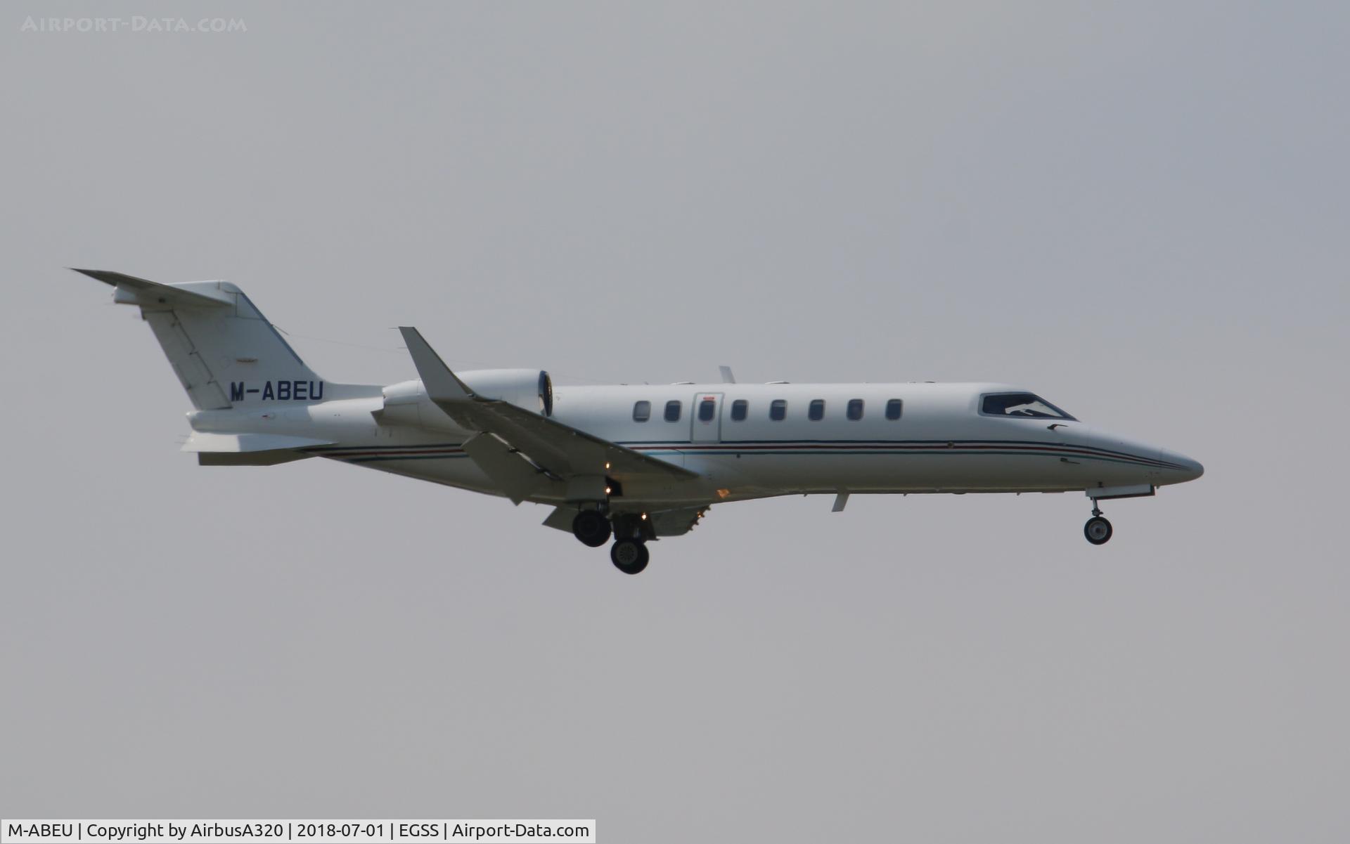 M-ABEU, 2009 Learjet 45 C/N 45-374, arriving at Stansted