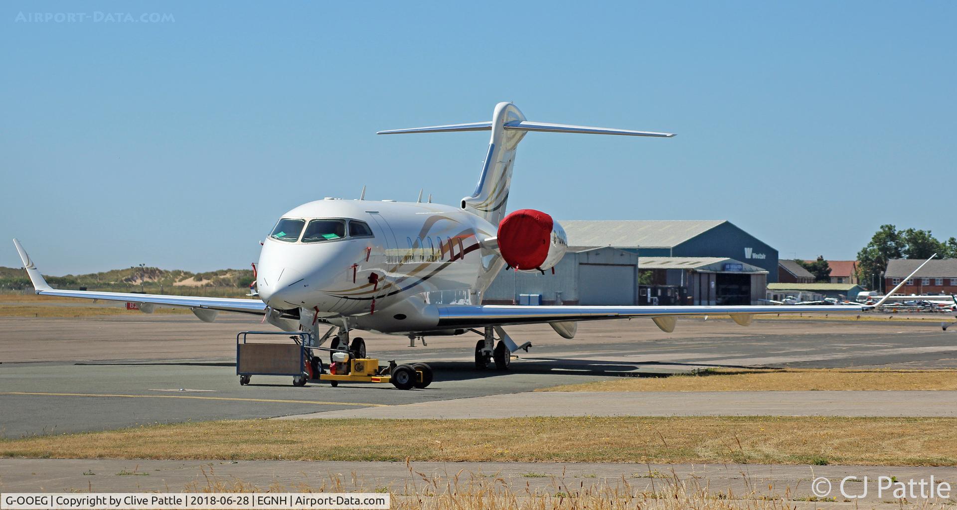 G-OOEG, 2018 Bombardier Challenger 350 (BD-100-1A10) C/N 20733, Parked up at Blackpool