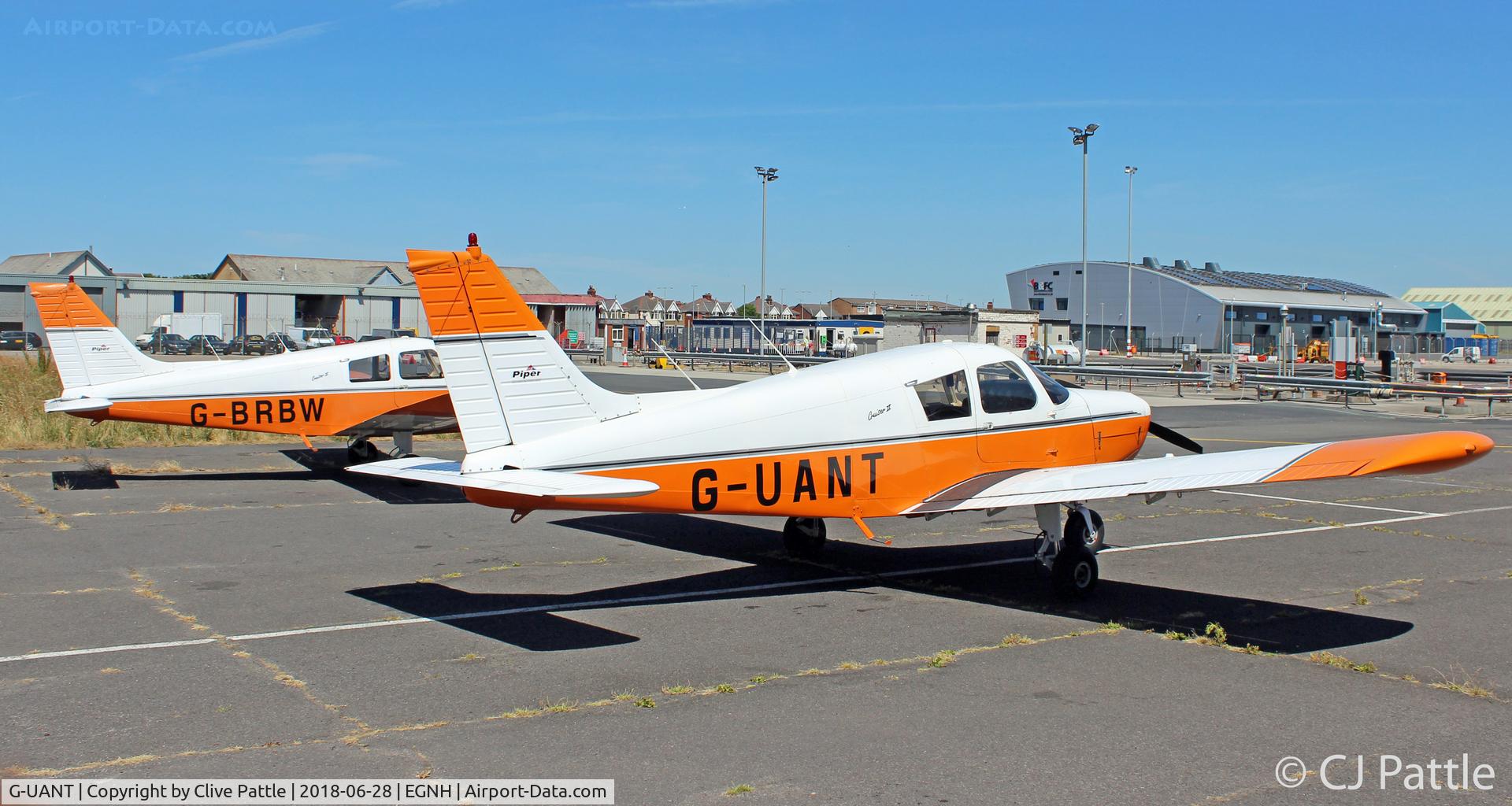 G-UANT, 1973 Piper PA-28-140 Cherokee Cruiser C/N 28-7325568, Parked up at its base at Blackpool with its stablemate G-BRBW