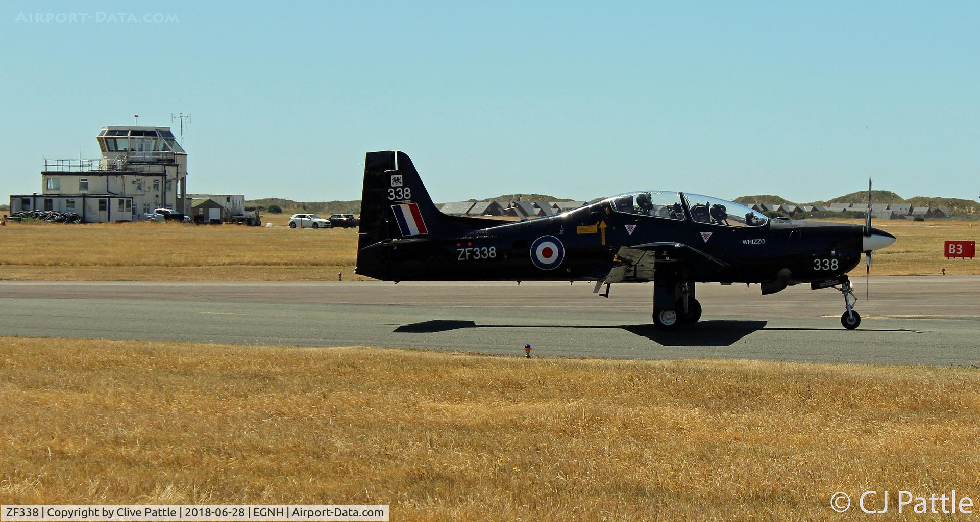 ZF338, 1991 Short S-312 Tucano T1 C/N S102/T73, Taxy to parking at Blackpool