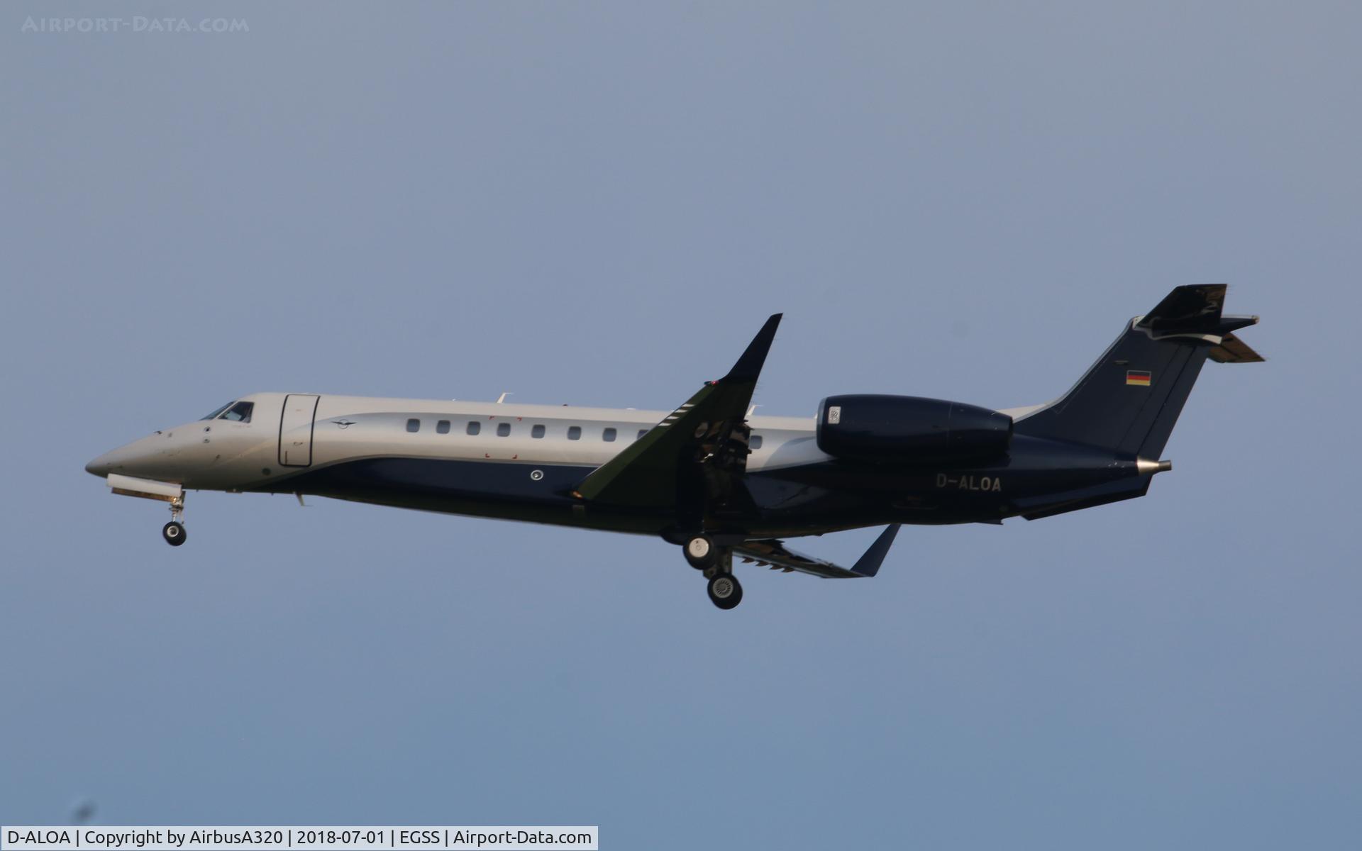 D-ALOA, 2016 Embraer EMB-135BJ Legacy 650 C/N 14501223, Arriving at Stansted