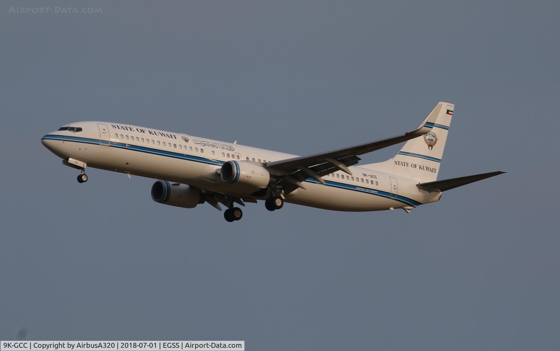 9K-GCC, 2009 Boeing 737-9BQER C/N 37632, Arriving at Stansted
