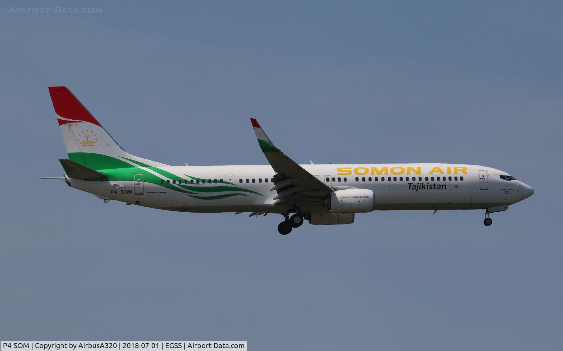 P4-SOM, 2011 Boeing 737-93Y/ER C/N 40889, Arriving London Stansted