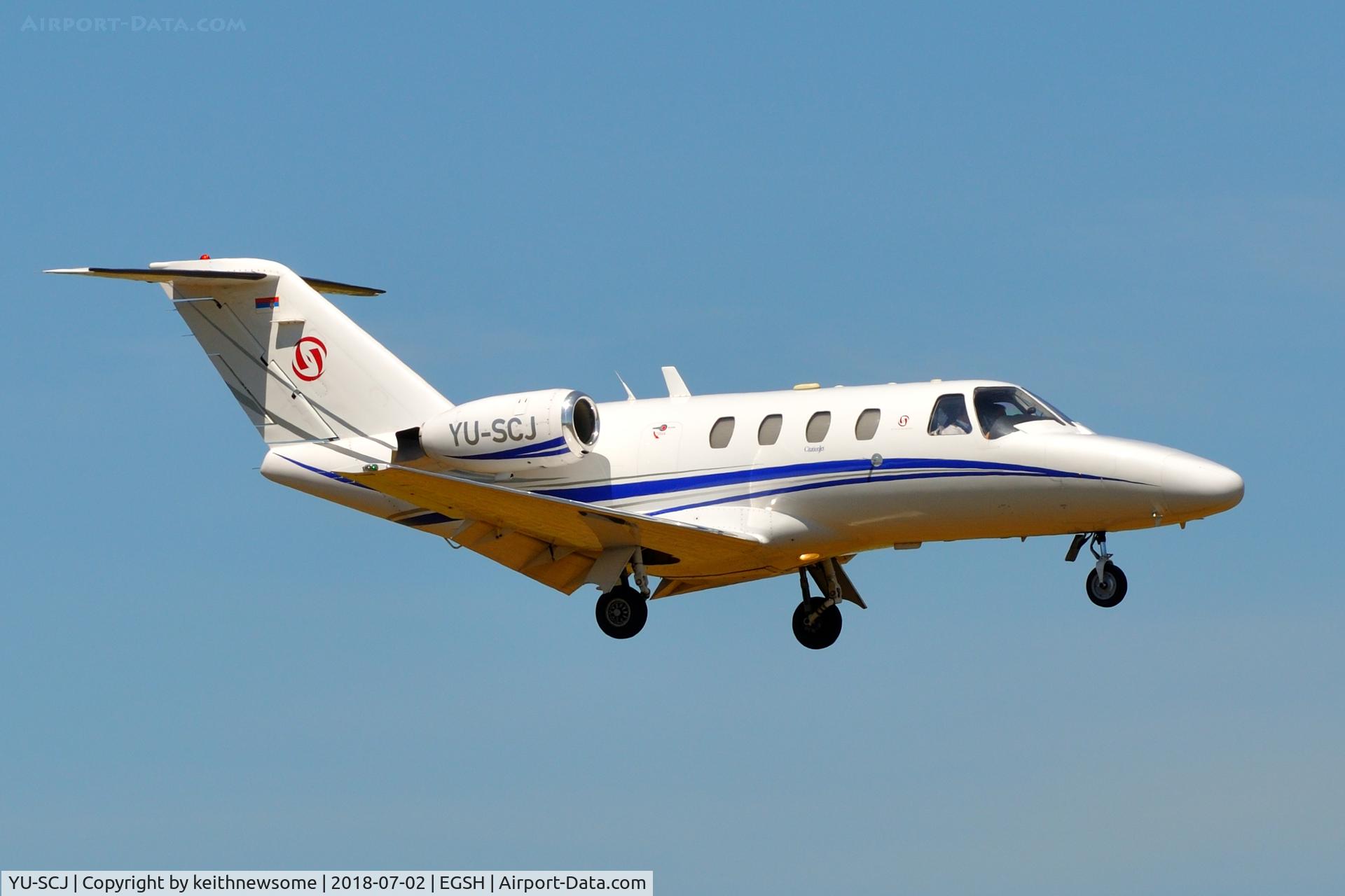 YU-SCJ, 1996 Cessna 525 CitationJet C/N 525-0143, Arriving from London City.