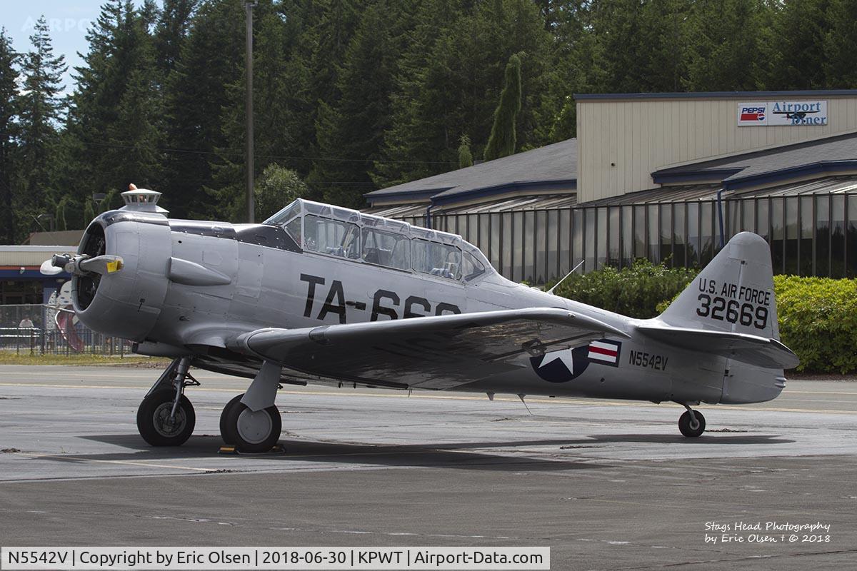 N5542V, 1958 North American T-6G Texan C/N 168-408, A 1958 T-6G sits on the ramp at Bremerton National Airport as it waits to go up and take part in a formation clinic.