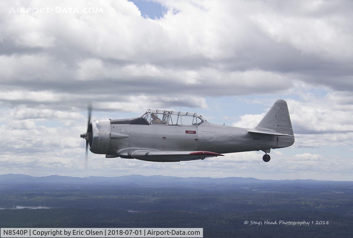 N8540P, 1942 North American AT-6D Texan C/N 42-81646-1, AT-6D Texan over south Puget Sound