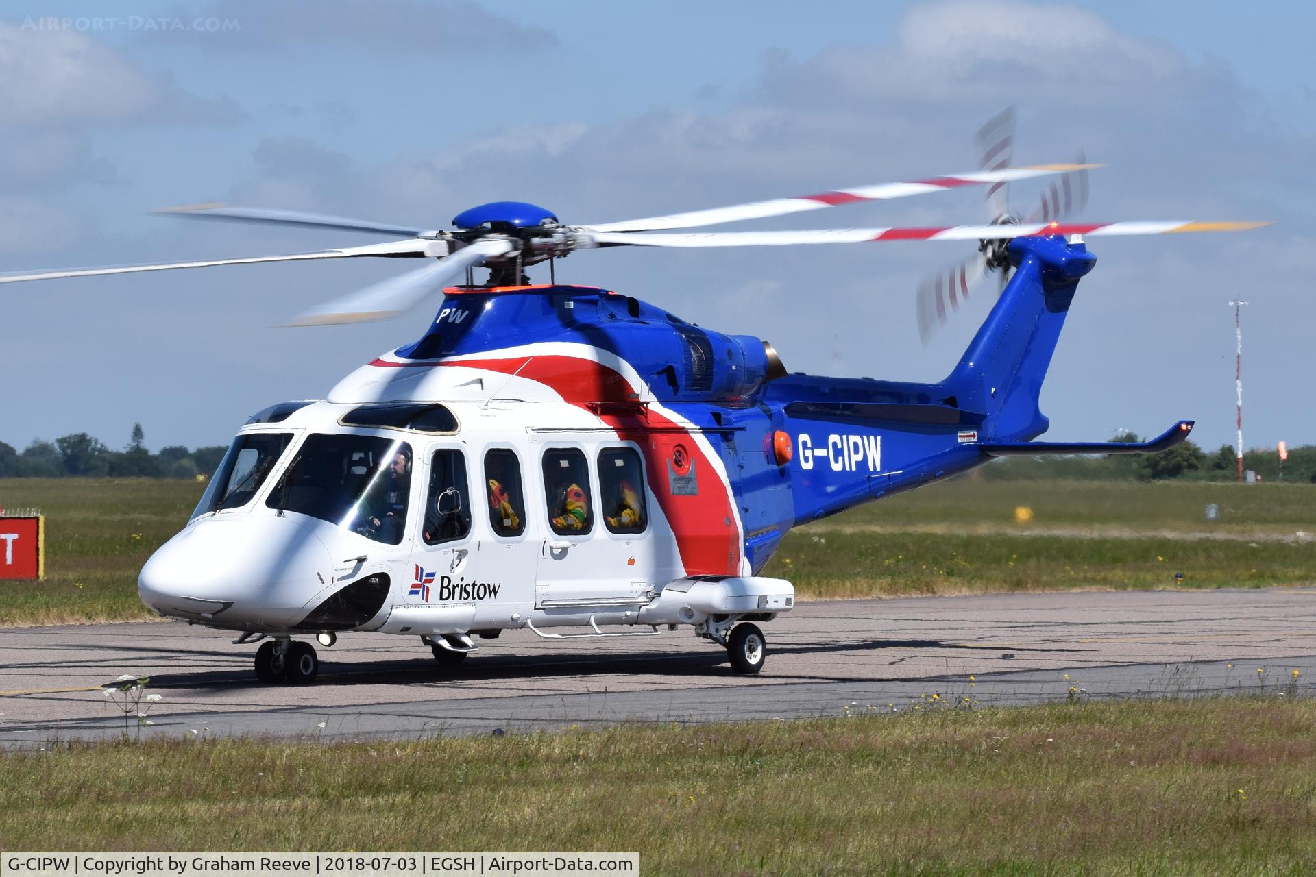 G-CIPW, 2013 AgustaWestland AW-139 C/N 41344, Just landed at Norwich.