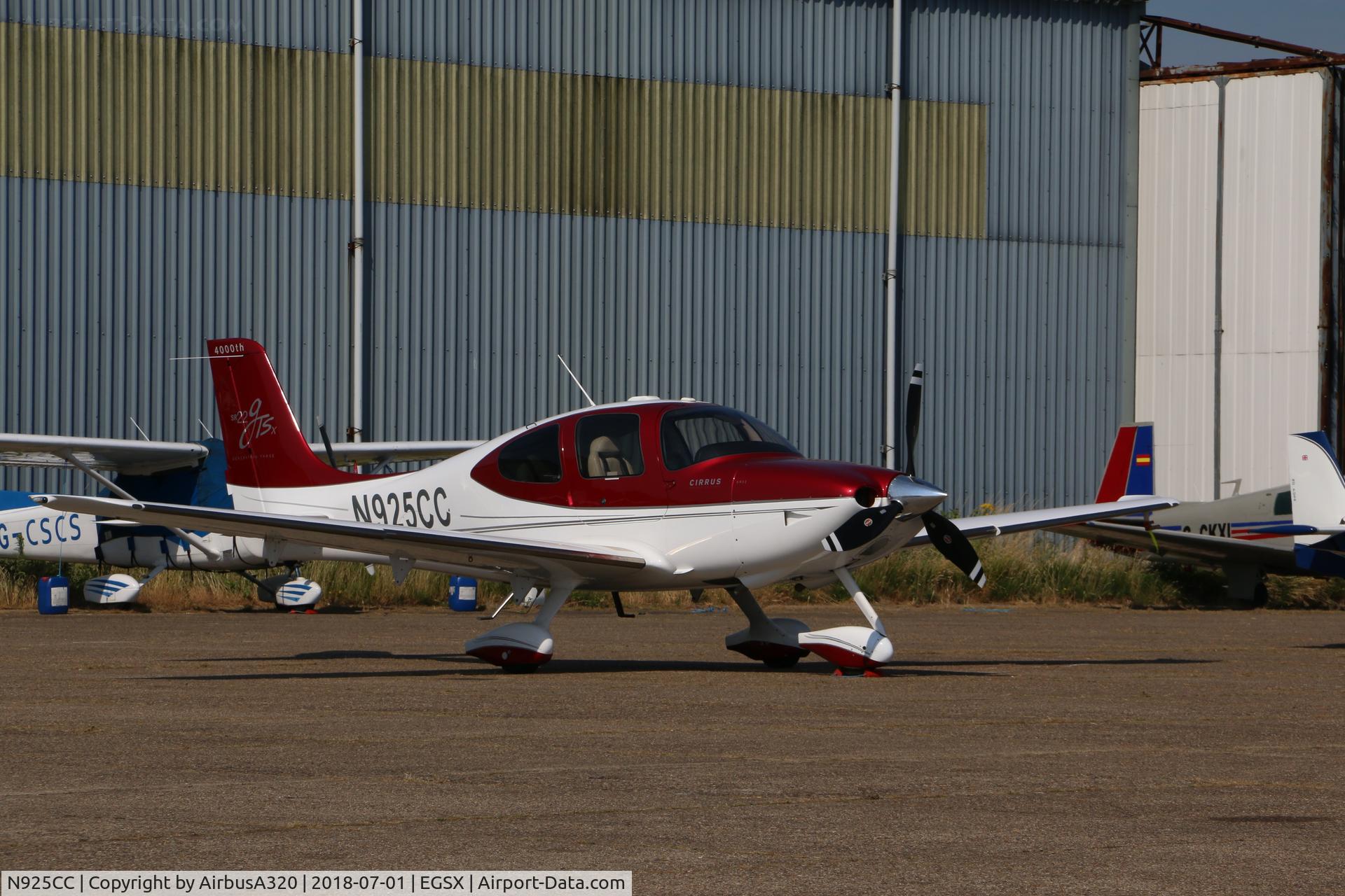 N925CC, 2008 Cirrus SR22 G3 GTSX Perspective C/N 2992, parked North Weald