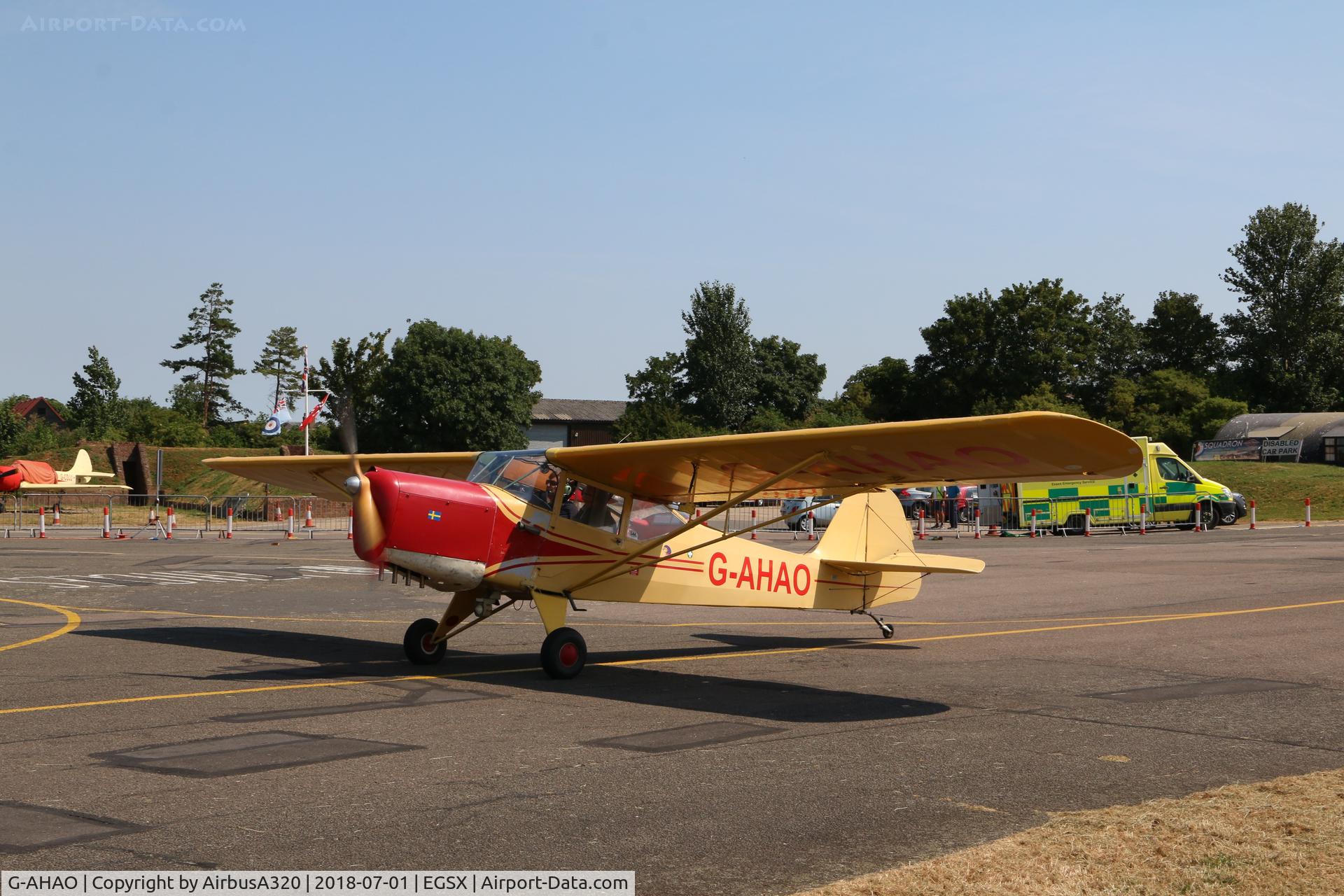 G-AHAO, 1946 Auster J-1 Autocrat C/N 1886, taking part in the North Weald 2018 fly in