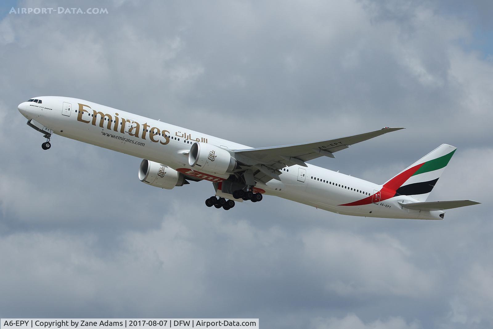 A6-EPY, 2016 Boeing 777-31H/ER C/N 42344, Departing DFW Airport