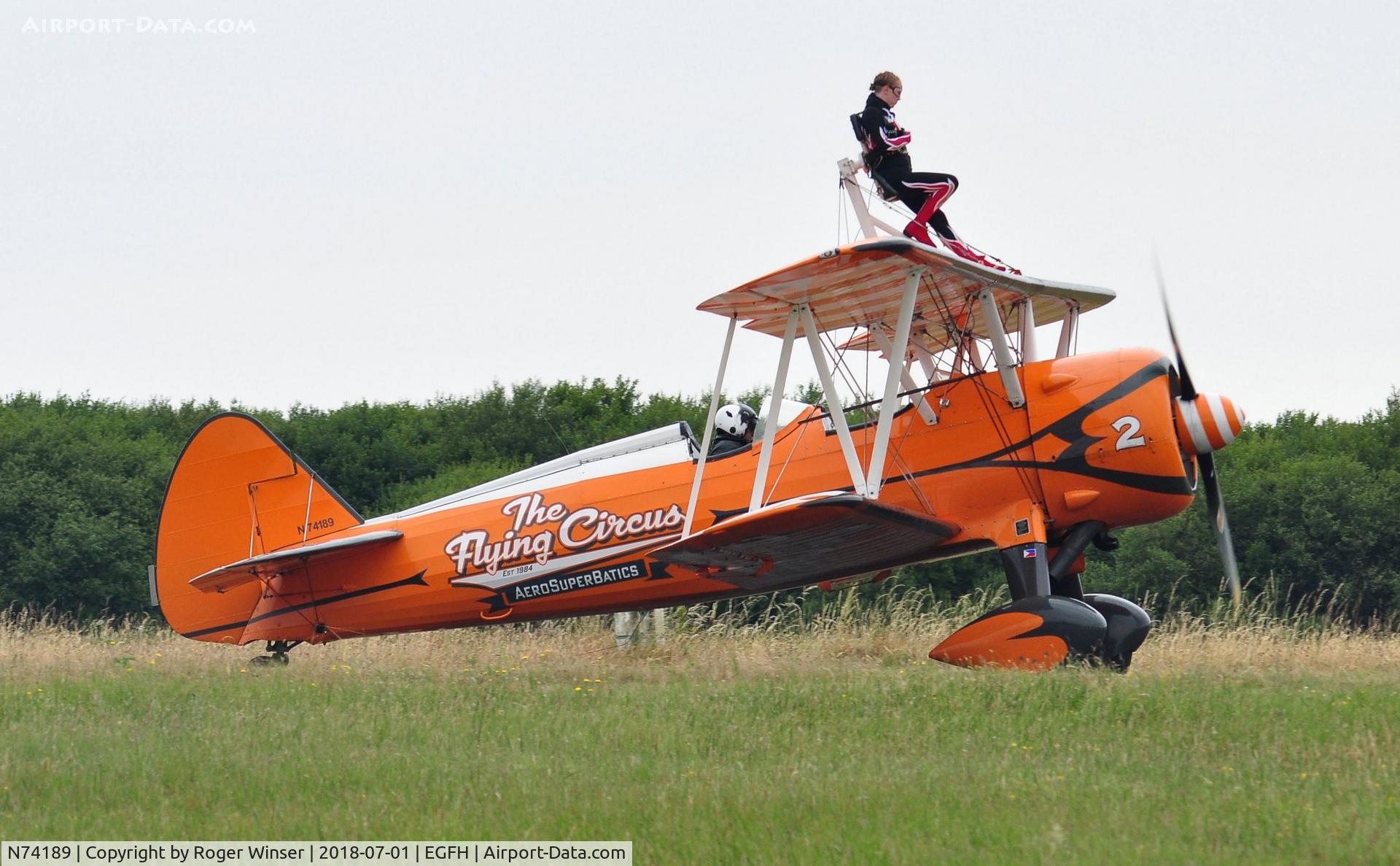 N74189, 1941 Boeing PT-17/R985 Kaydet (A75N1) C/N 75-717, Aerosuperbatics Kaydet biplane (2).