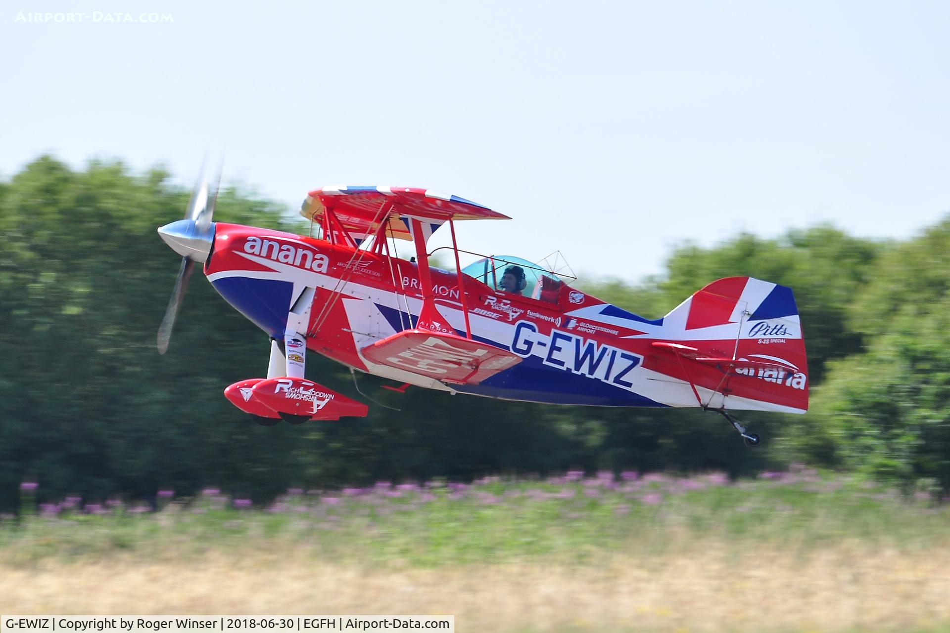 G-EWIZ, 1981 Pitts S-2S Special C/N S18, Departing Runway 22 to display on day 1 of WNAS18.