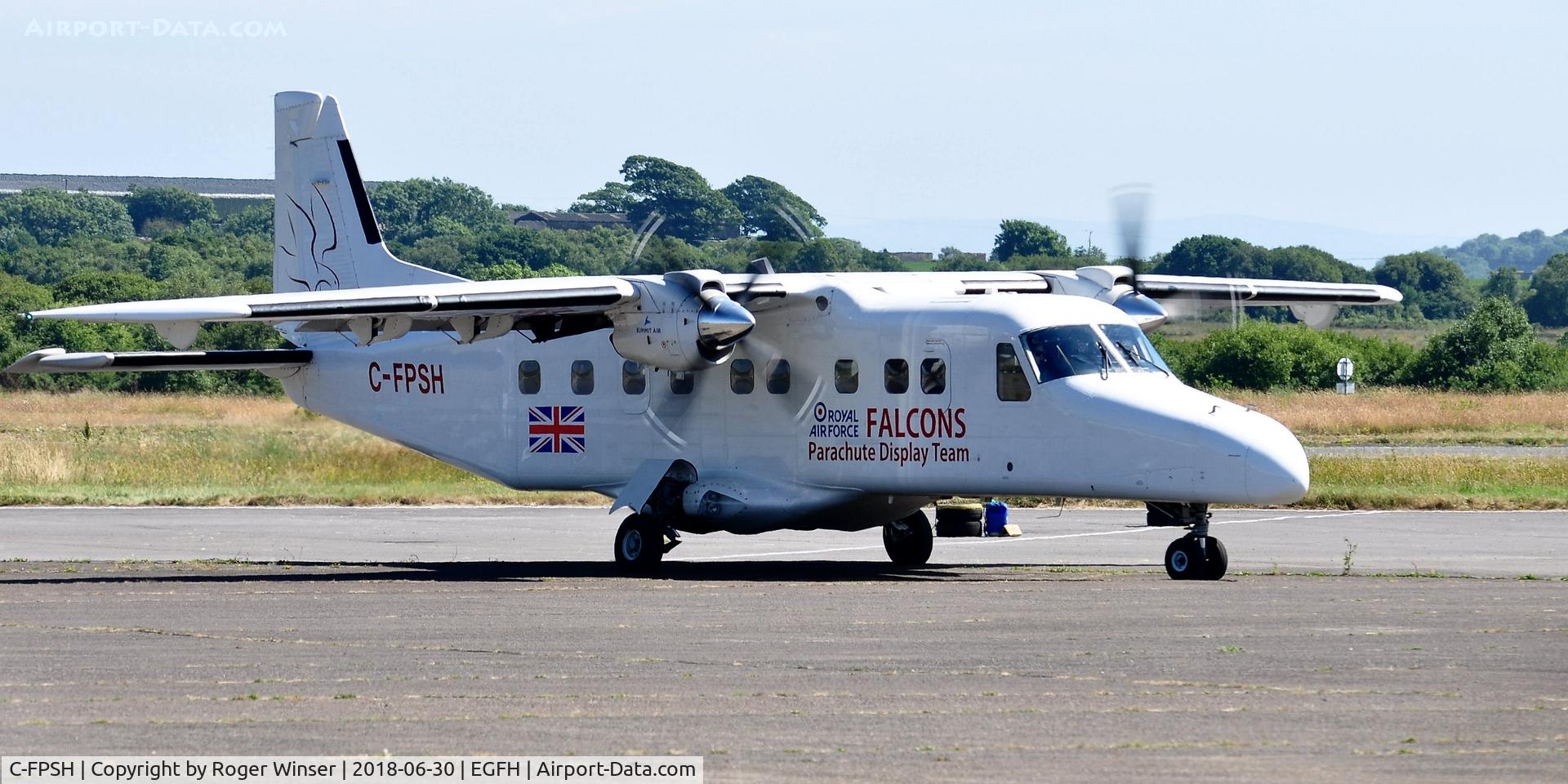 C-FPSH, 1986 Dornier 228-202 C/N 8071, Operated by Summit Air for the RAF Falcons. Seen prior to dropping the parachute team on day 1 of WNAS18.
