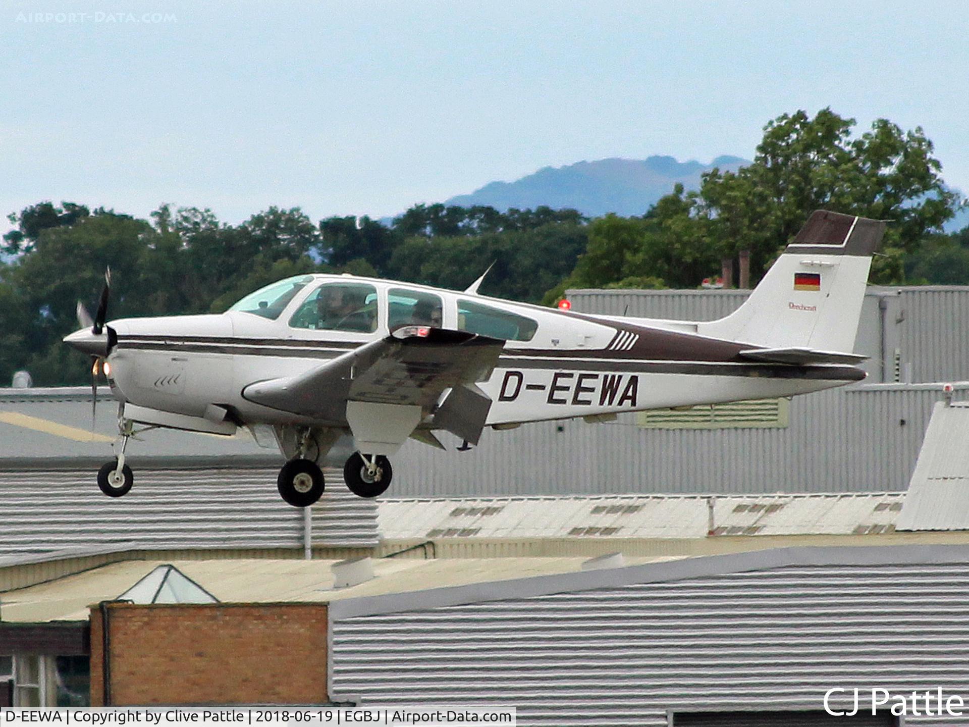 D-EEWA, 1988 Beech F33A Bonanza C/N CE1226, Landing at EGBJ