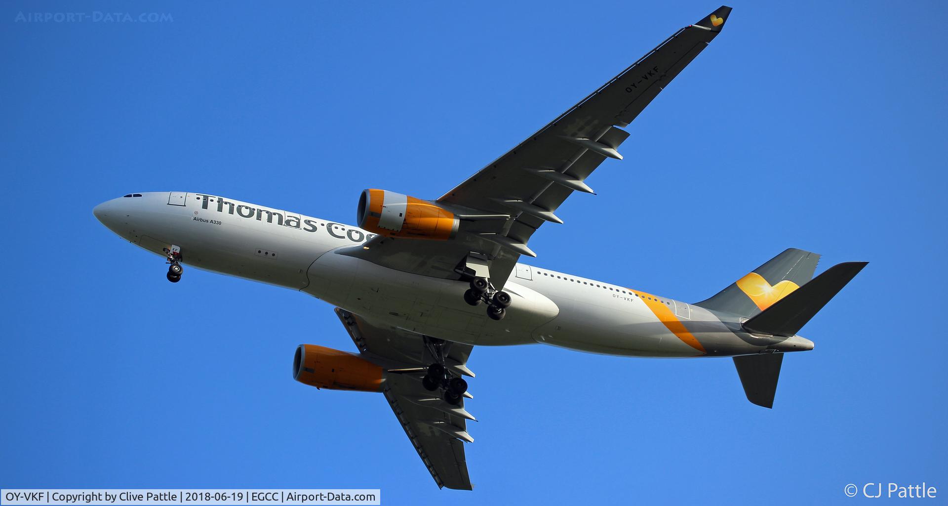 OY-VKF, 1999 Airbus A330-243 C/N 309, On finals to EGCC