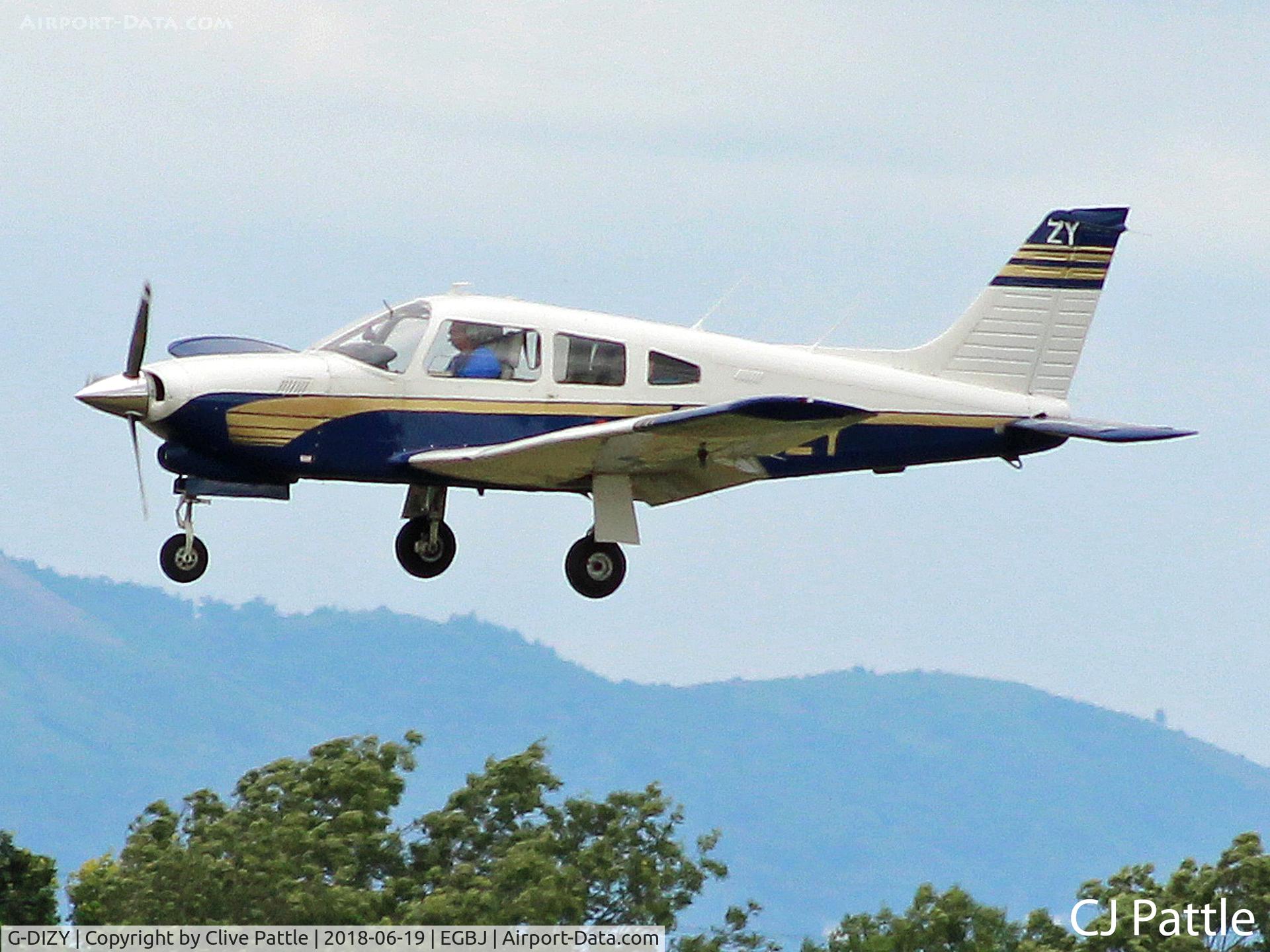 G-DIZY, 1977 Piper PA-28R-201T Cherokee Arrow III C/N 28R-7703401, Landing at Staverton EGBJ