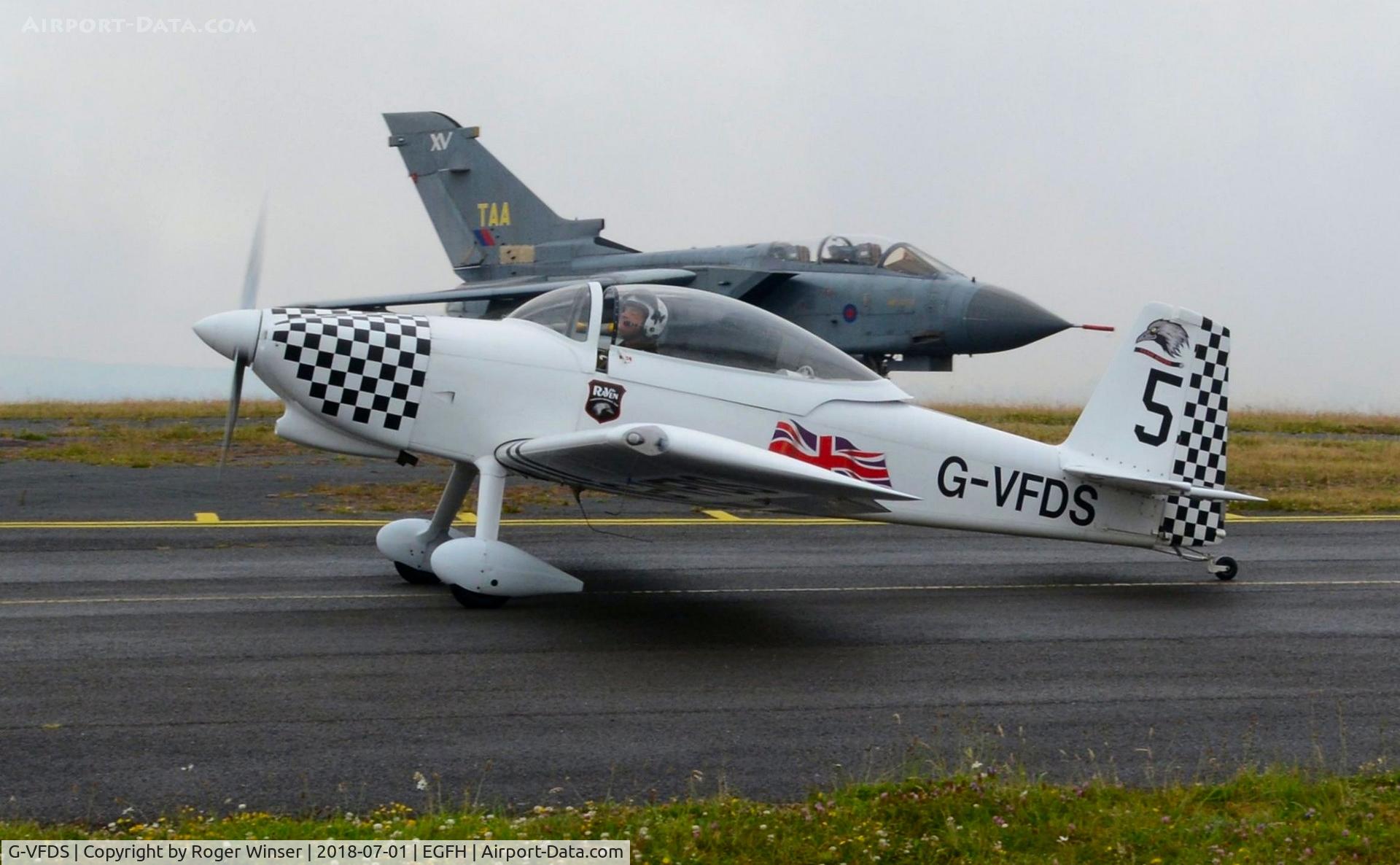 G-VFDS, 2012 Vans RV-8 C/N PFA 303-14637, Raven 5 returning after displaying with Team Raven on day 2 of WNAS18.