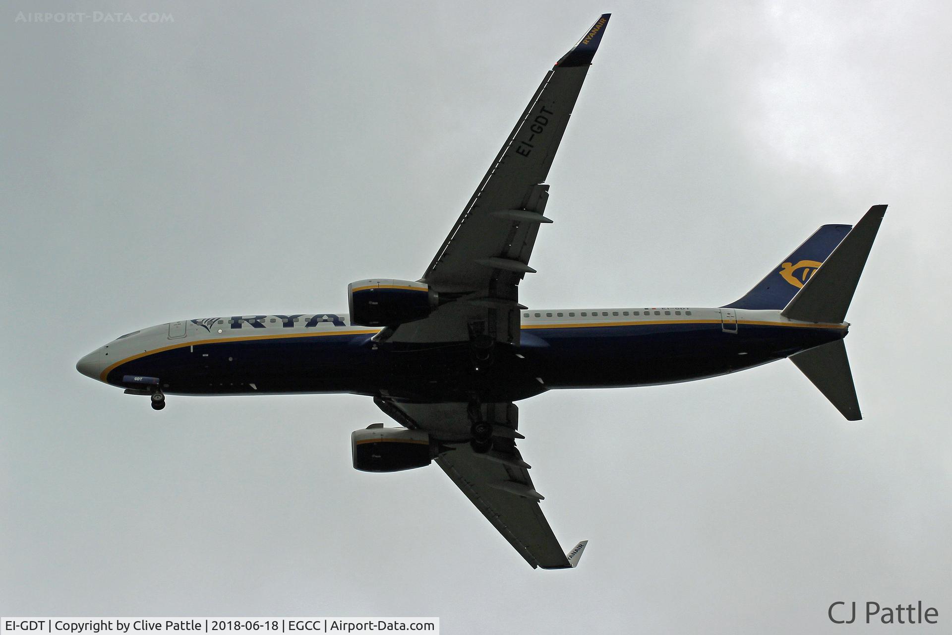 EI-GDT, 2018 Boeing 737-800 C/N 44815, Late evening landing at Manchester EGCC
