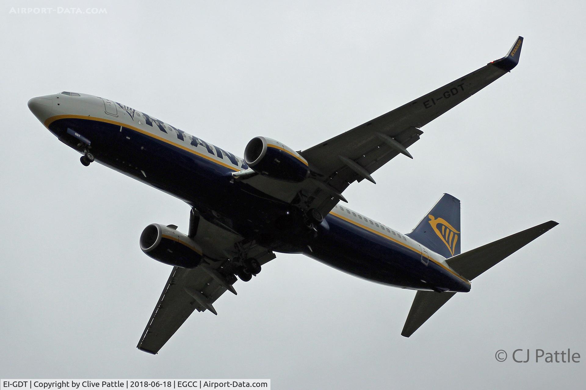 EI-GDT, 2018 Boeing 737-800 C/N 44815, Late evening landing at Manchester EGCC