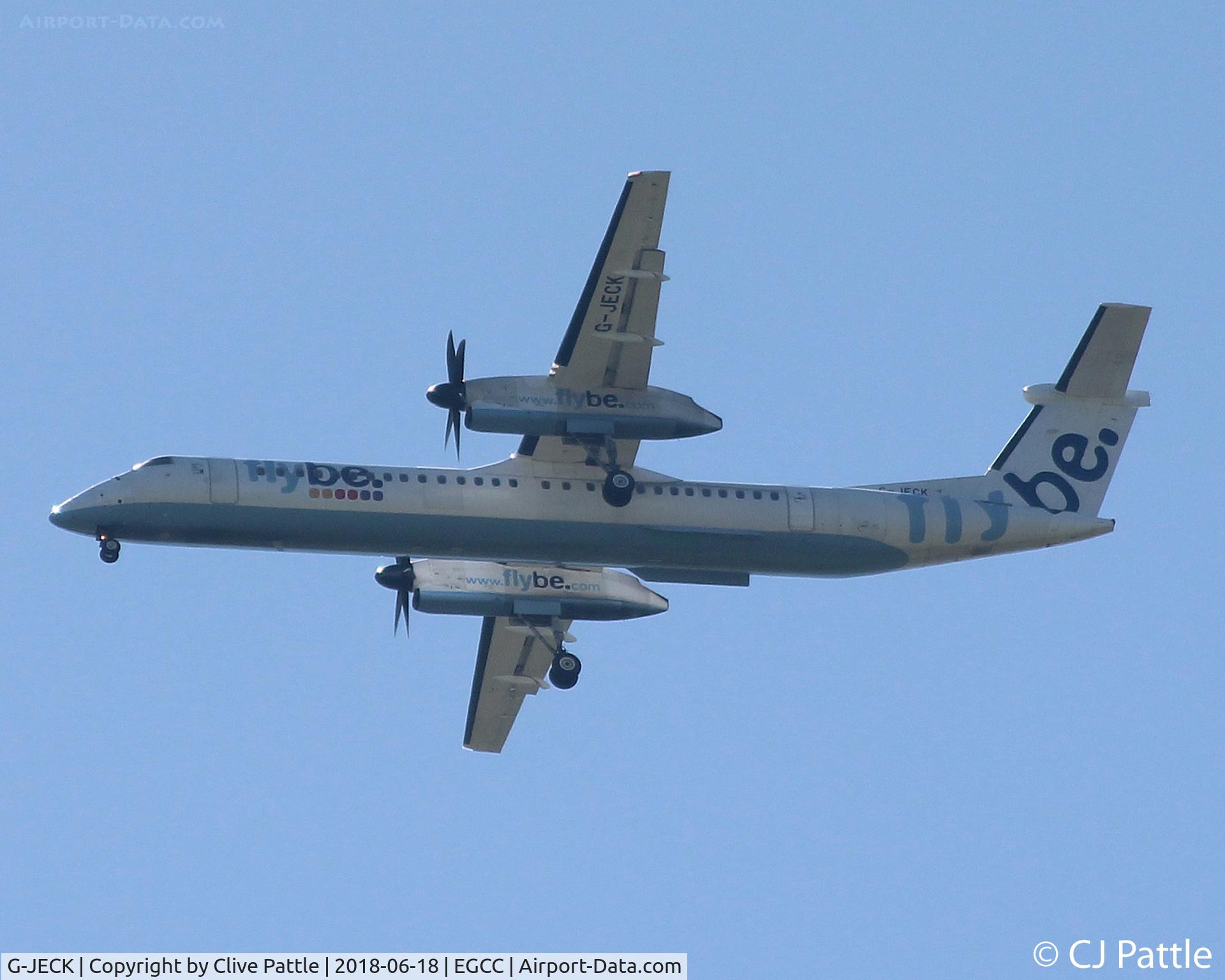 G-JECK, 2005 De Havilland Canada DHC-8-402Q Dash 8 C/N 4113, Landing at EGCC