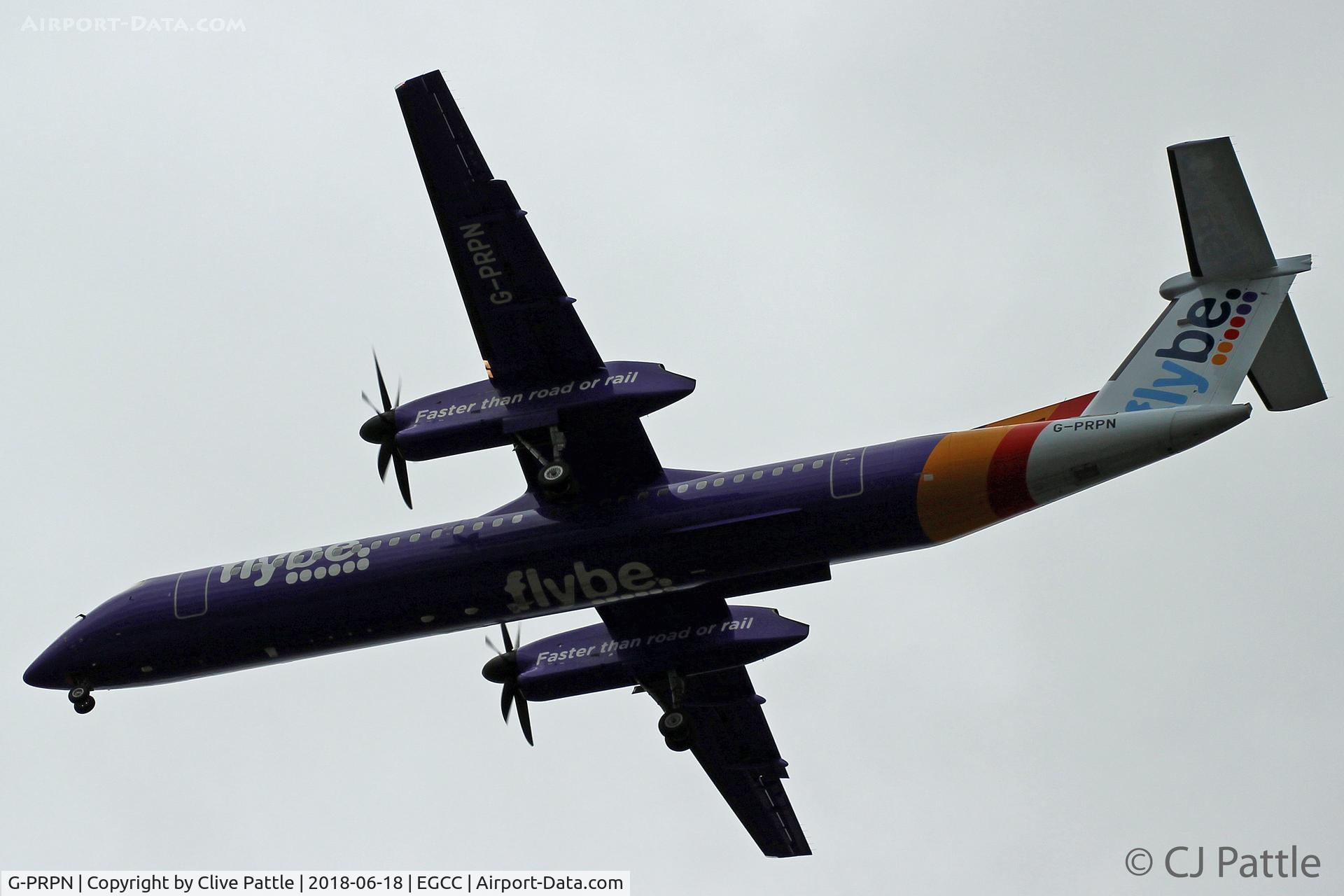 G-PRPN, 2008 Bombardier DHC-8-402 Dash 8 C/N 4213, Late evening landing at Manchester EGCC